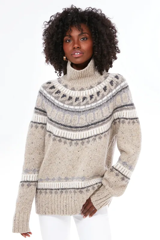 Oatmeal Combo Apres Ski Fairisle Turtleneck made by Alex Mill