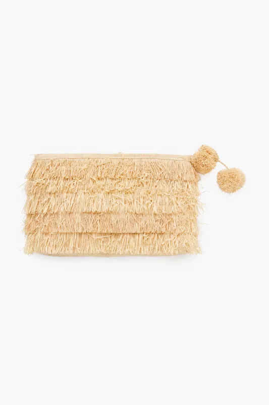 Natural Sasha Fringe Clutch made by Tuckernuck