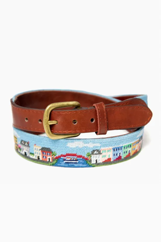 Exclusive Georgetown Scene Needlepoint Belt sold by Tuckernuck