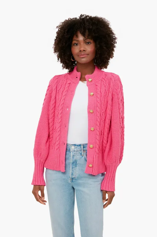 Hot Pink Cotton Colette Cardigan sold by Tuckernuck