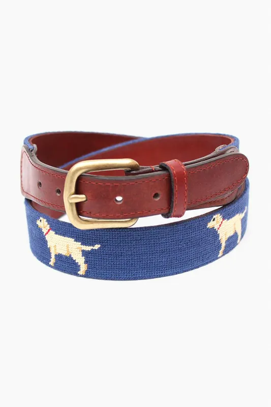 Yellow Lab Needlepoint Belt sold by Tuckernuck