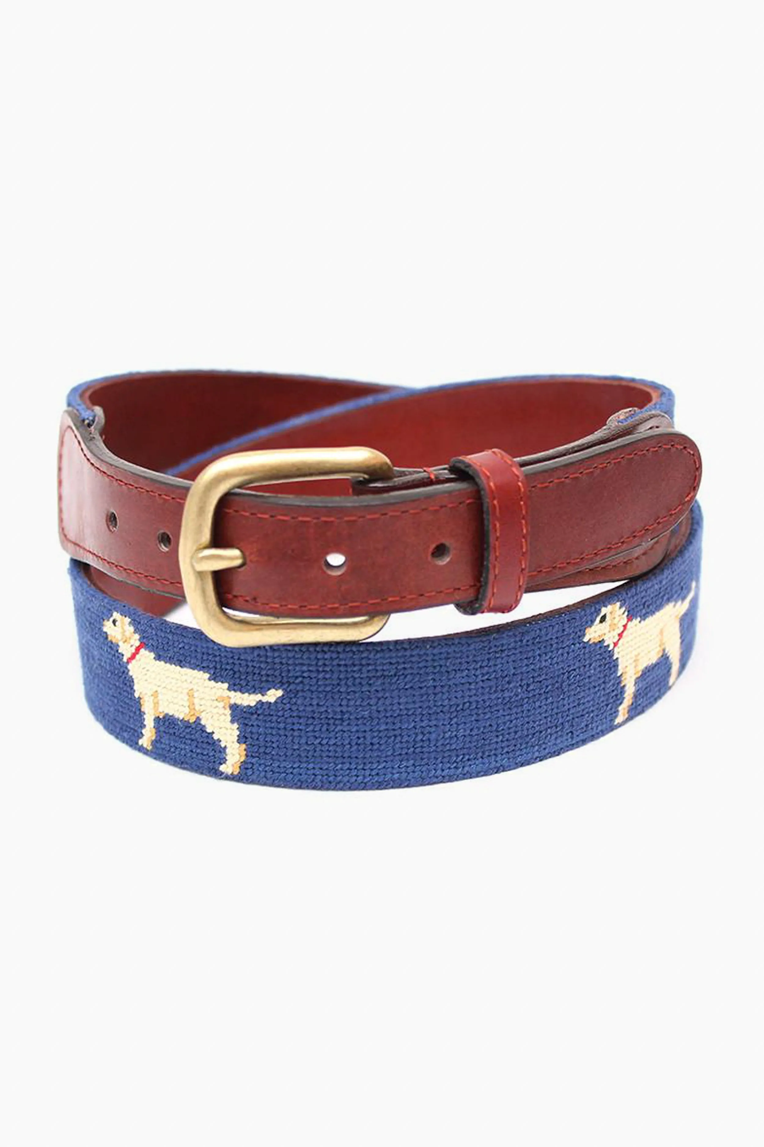 Yellow Lab Needlepoint Belt sold by Tuckernuck