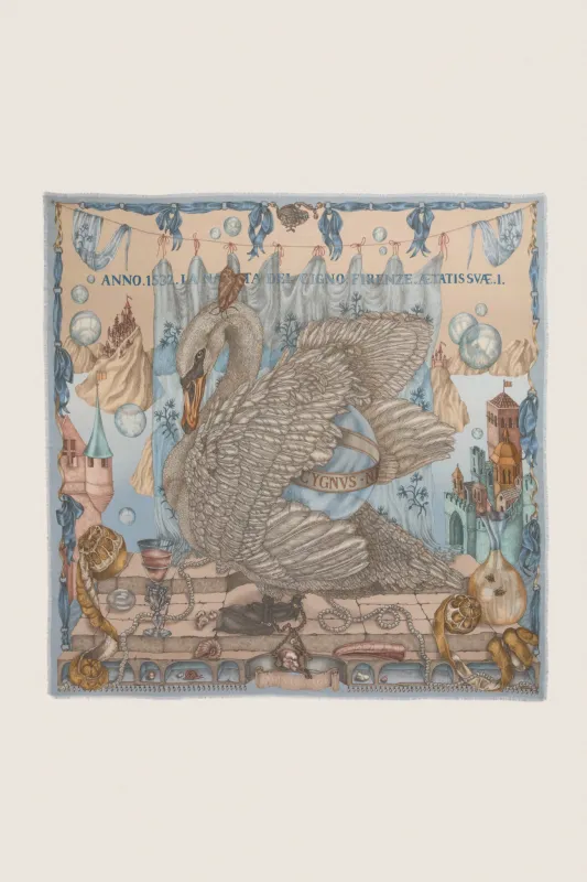 Crystal and Calcite Glass Swan Rectangular Scarf made by Tuckernuck