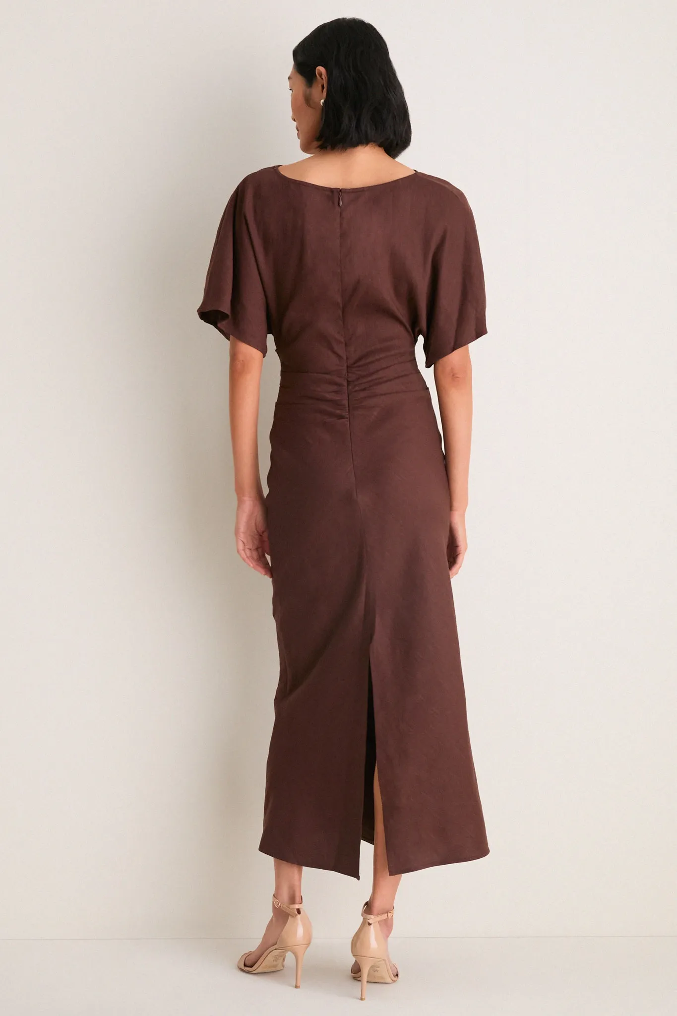 Dark Oak Amelie Linen Dress sold by Tuckernuck product image thumbnail 4