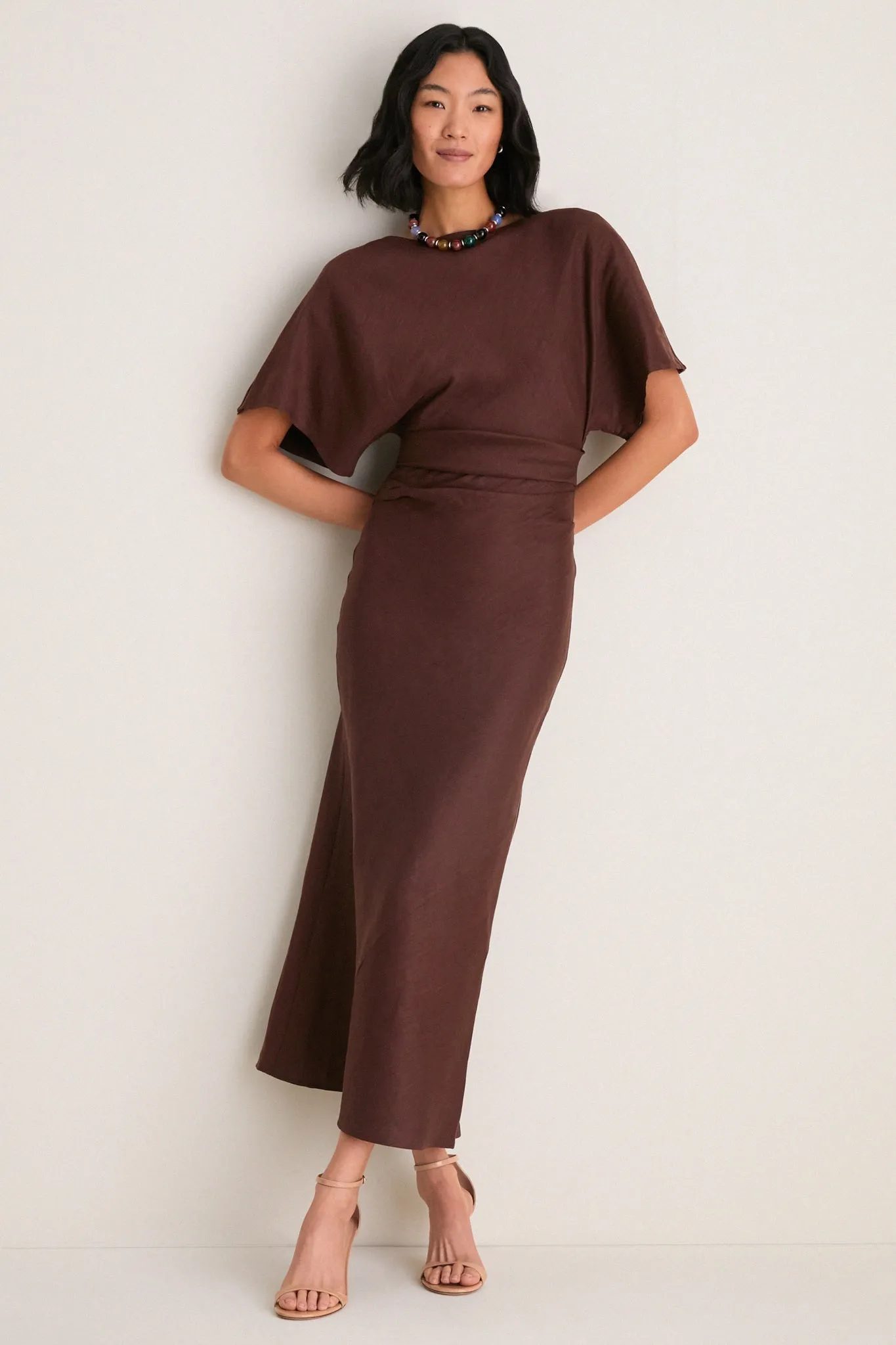 Dark Oak Amelie Linen Dress sold by Tuckernuck
