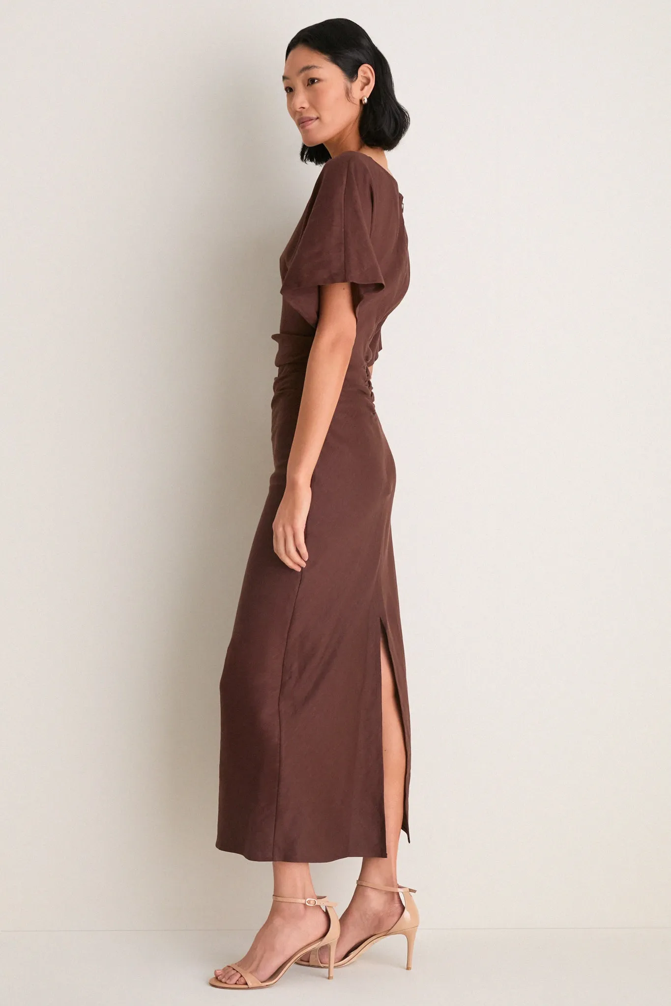 Dark Oak Amelie Linen Dress sold by Tuckernuck product image thumbnail 3