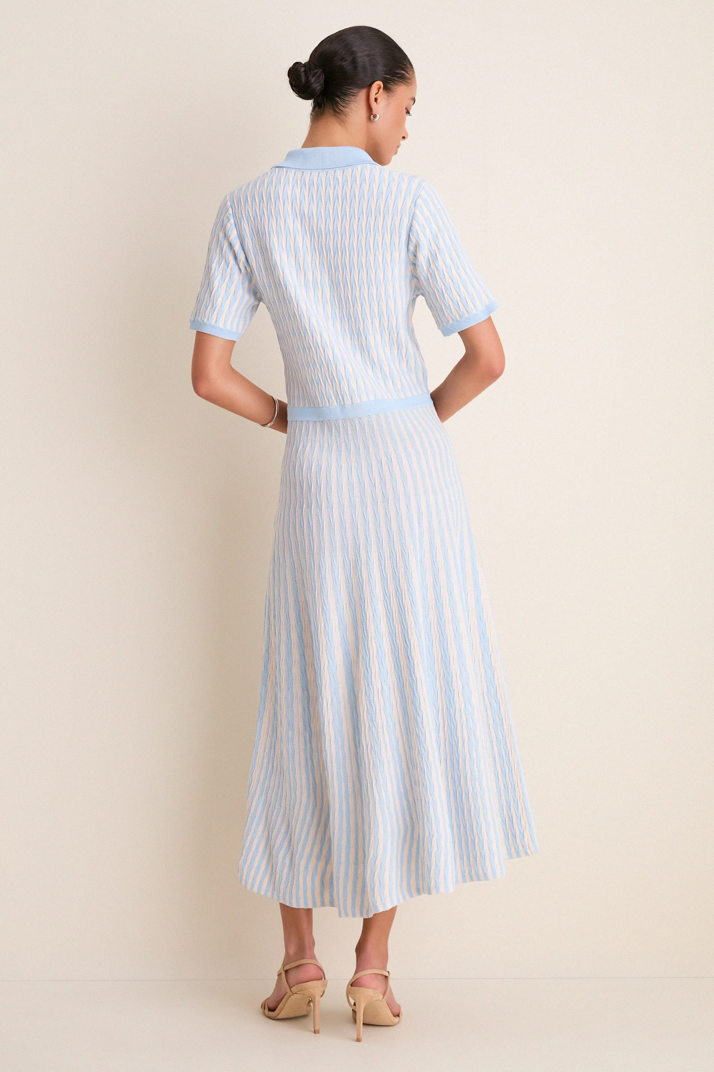 Light Blue and Ivory Knit Maude Polo Dress sold by Tuckernuck product image thumbnail 4