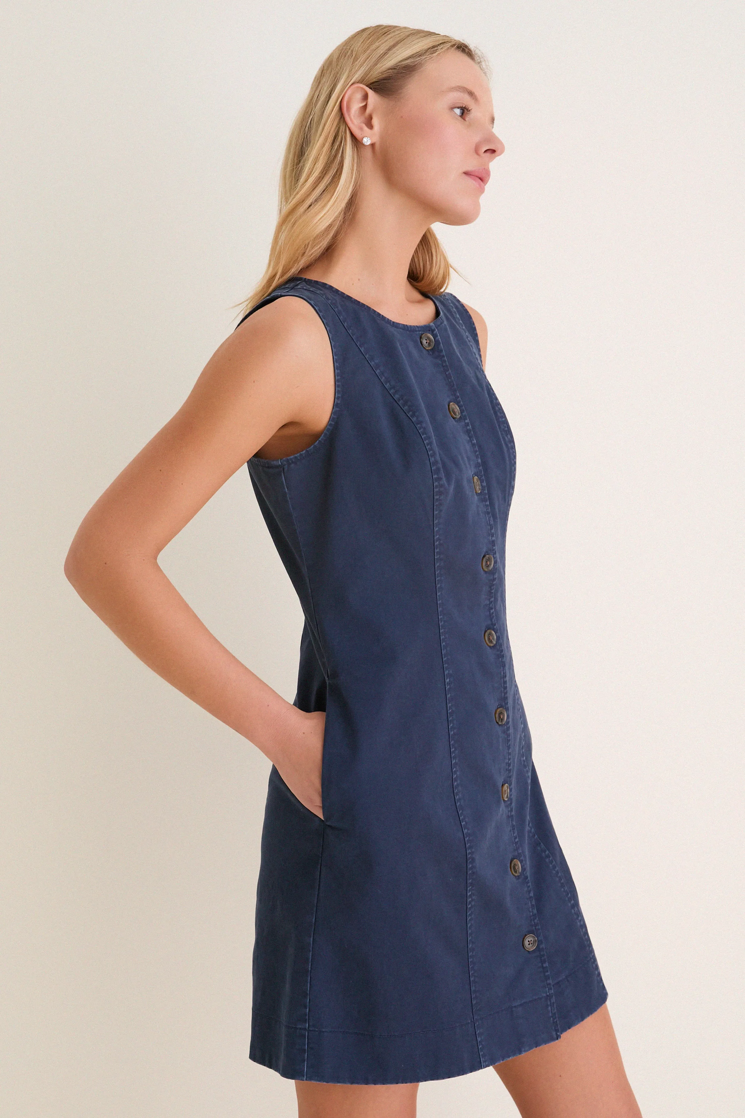 Navy Chino Rhoda Mini Dress sold by Tuckernuck product image thumbnail 3
