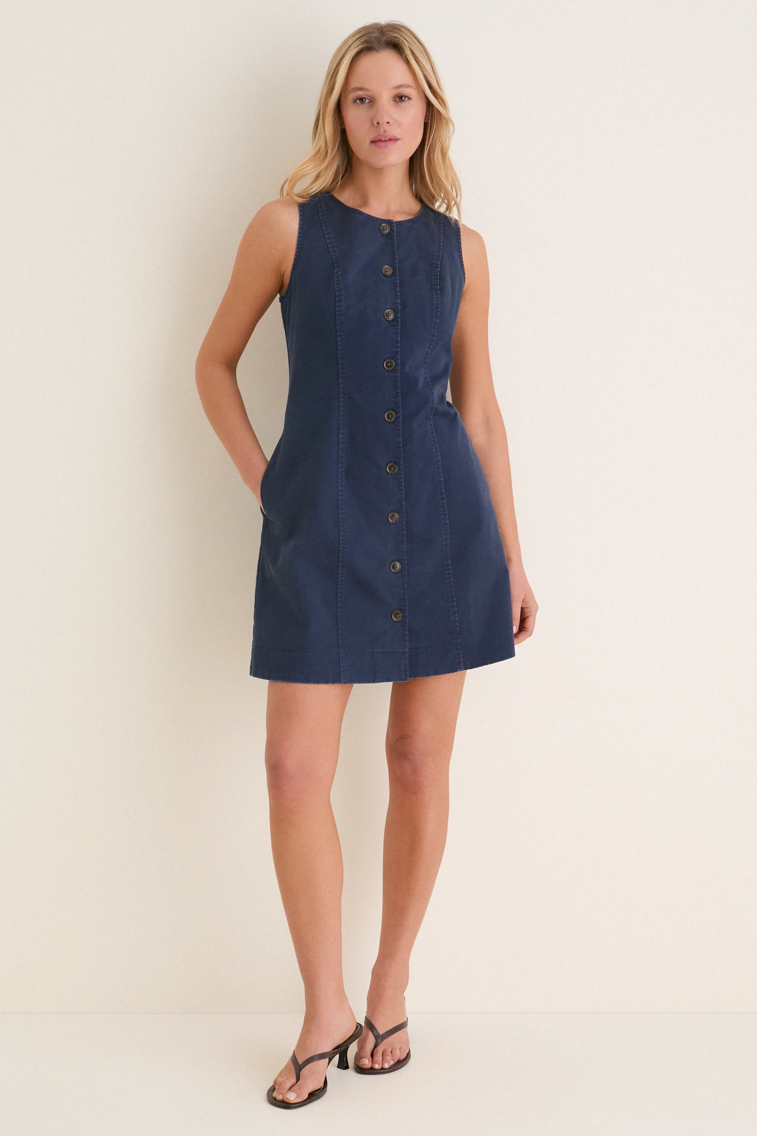 Navy Chino Rhoda Mini Dress sold by Tuckernuck