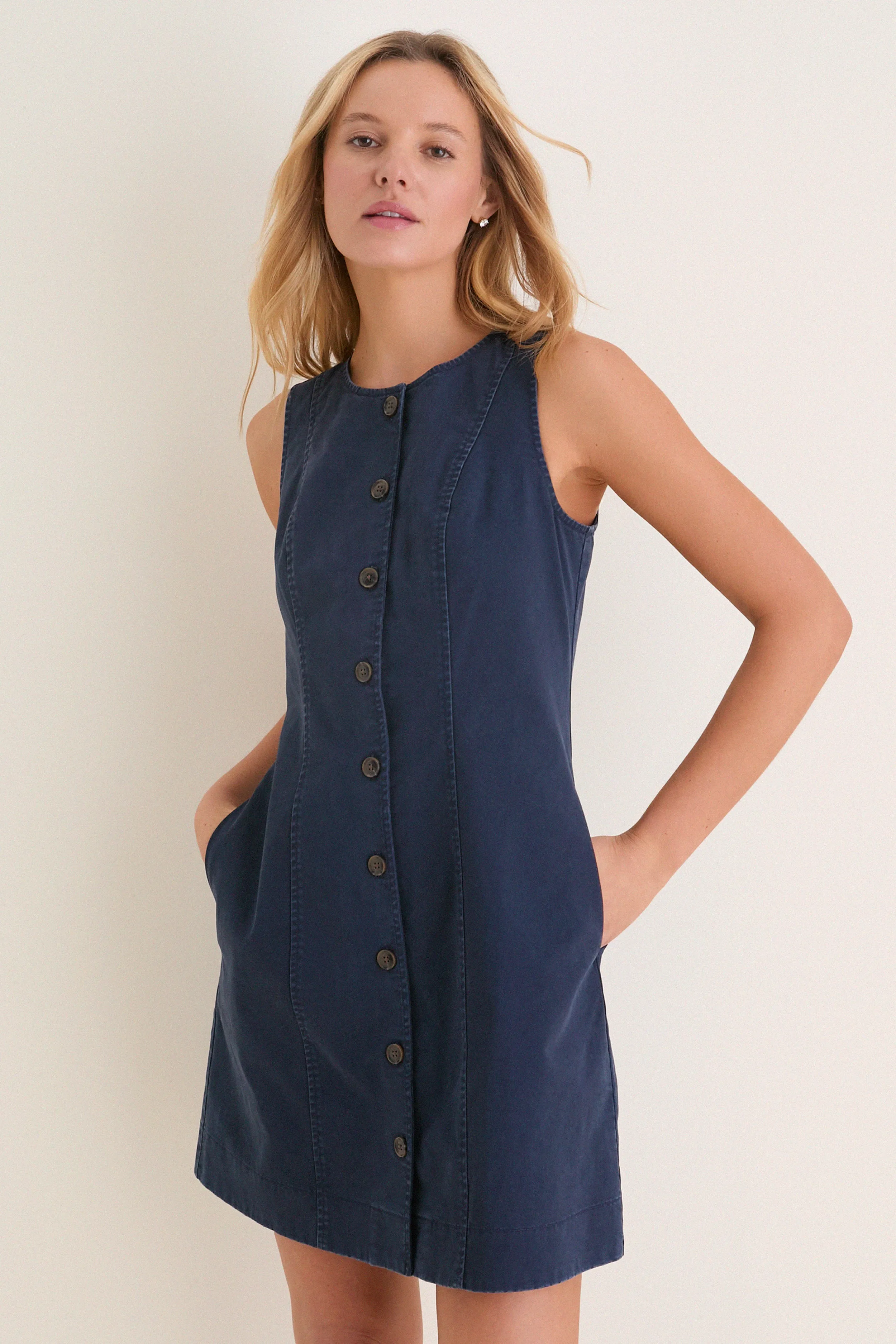 Navy Chino Rhoda Mini Dress sold by Tuckernuck product image thumbnail 5