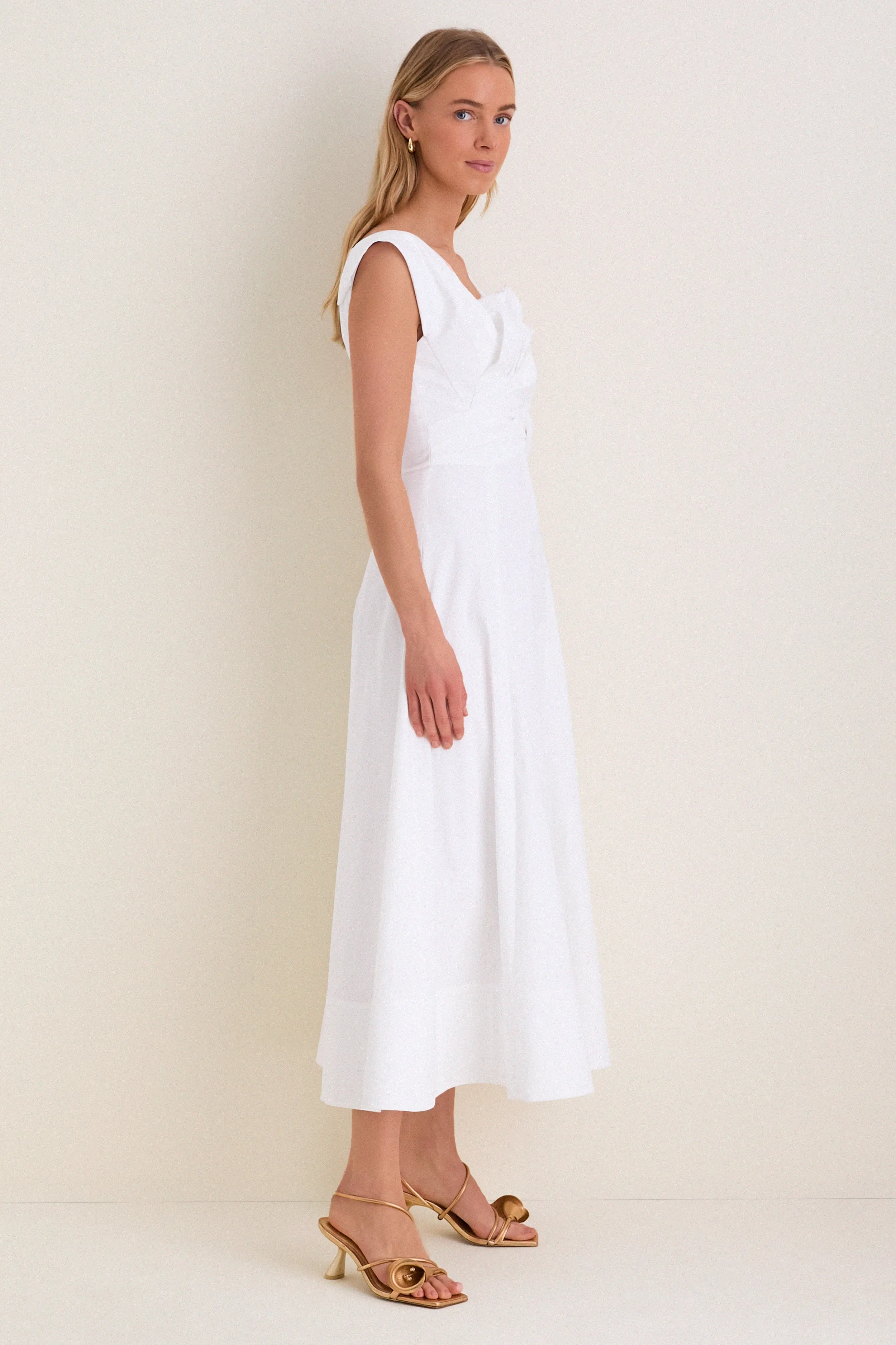 White Cotton Poplin 3D Floral Dress sold by Tuckernuck product image thumbnail 4