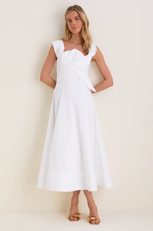 White Cotton Poplin 3D Floral Dress made by Lela Rose