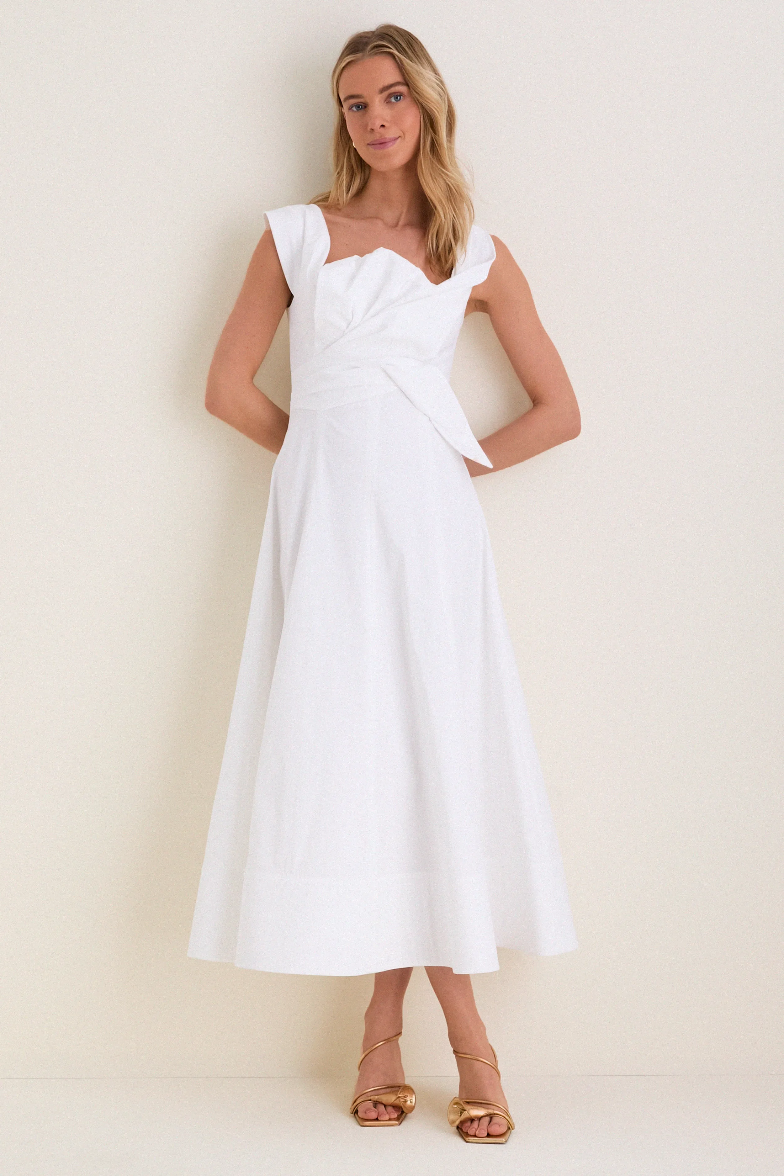 White Cotton Poplin 3D Floral Dress sold by Tuckernuck