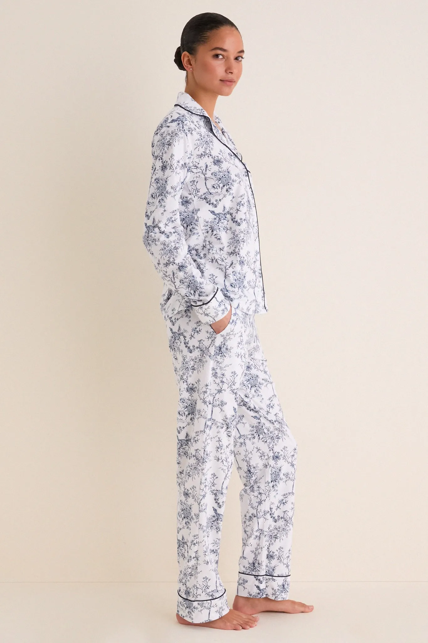 White Pima Cotton Timeless Toile Pajamas sold by Tuckernuck product image thumbnail 3