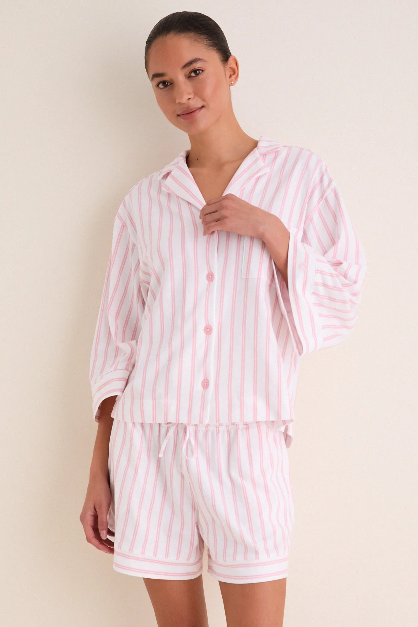 Pink Stripe Pima Cotton Olivia Short Set sold by Tuckernuck