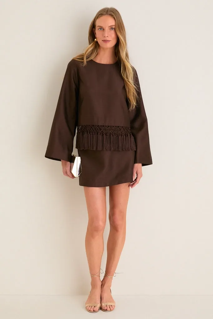 Chocolate Dupioni Opal Straight Mini Skirt sold by Tuckernuck product image thumbnail 2