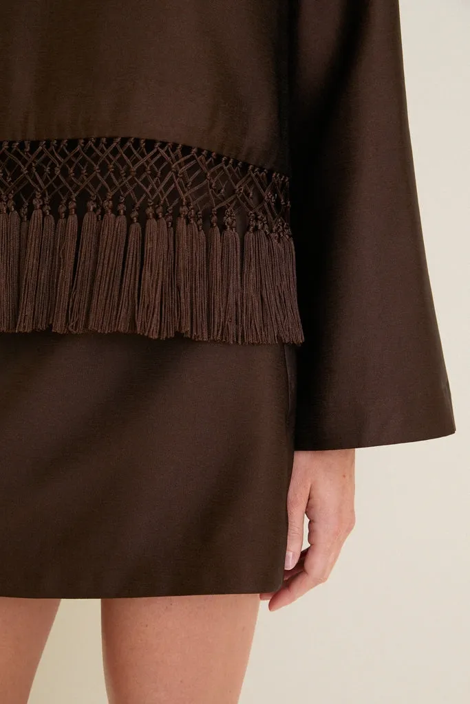 Chocolate Dupioni Opal Straight Mini Skirt sold by Tuckernuck product image thumbnail 5