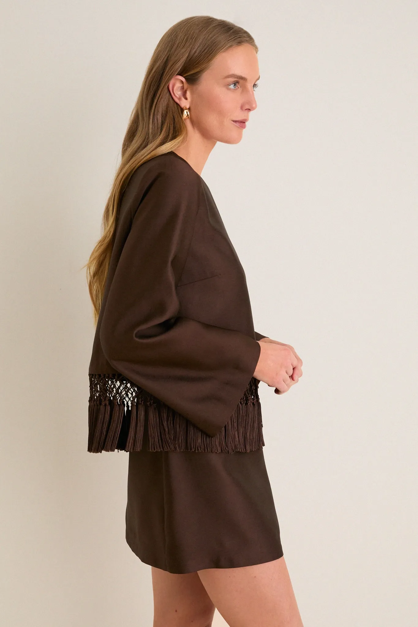 Chocolate Dupioni Maxine Tassel Top sold by Tuckernuck product image thumbnail 3