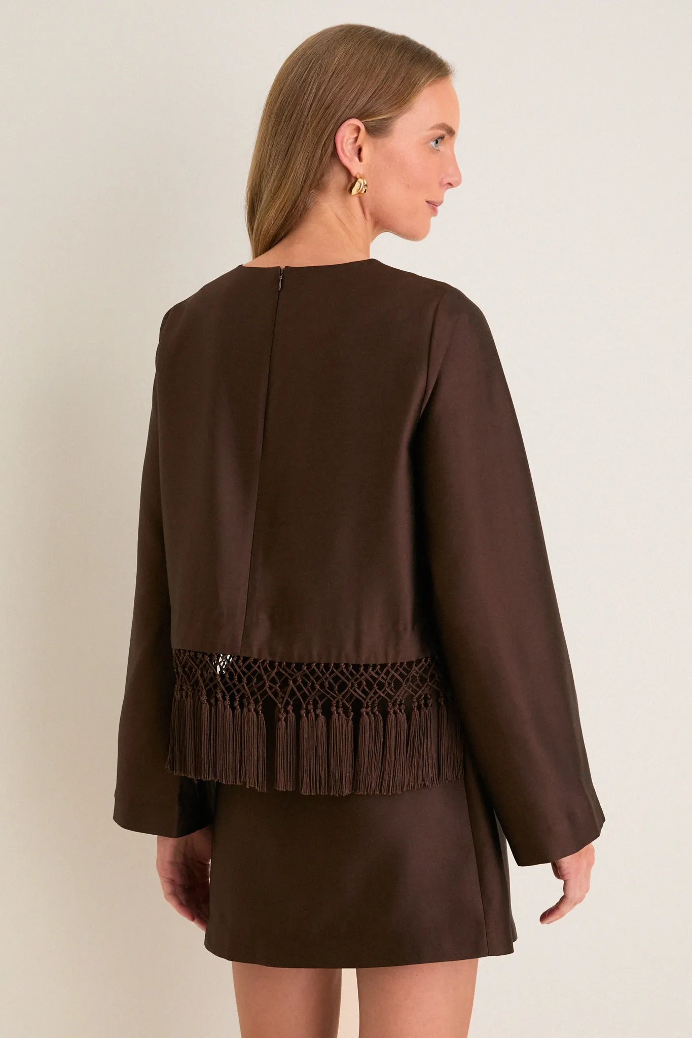 Chocolate Dupioni Maxine Tassel Top sold by Tuckernuck product image thumbnail 4