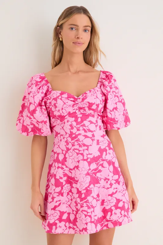 Pink Textured Floral Seaport Mini Dress made by Hyacinth House