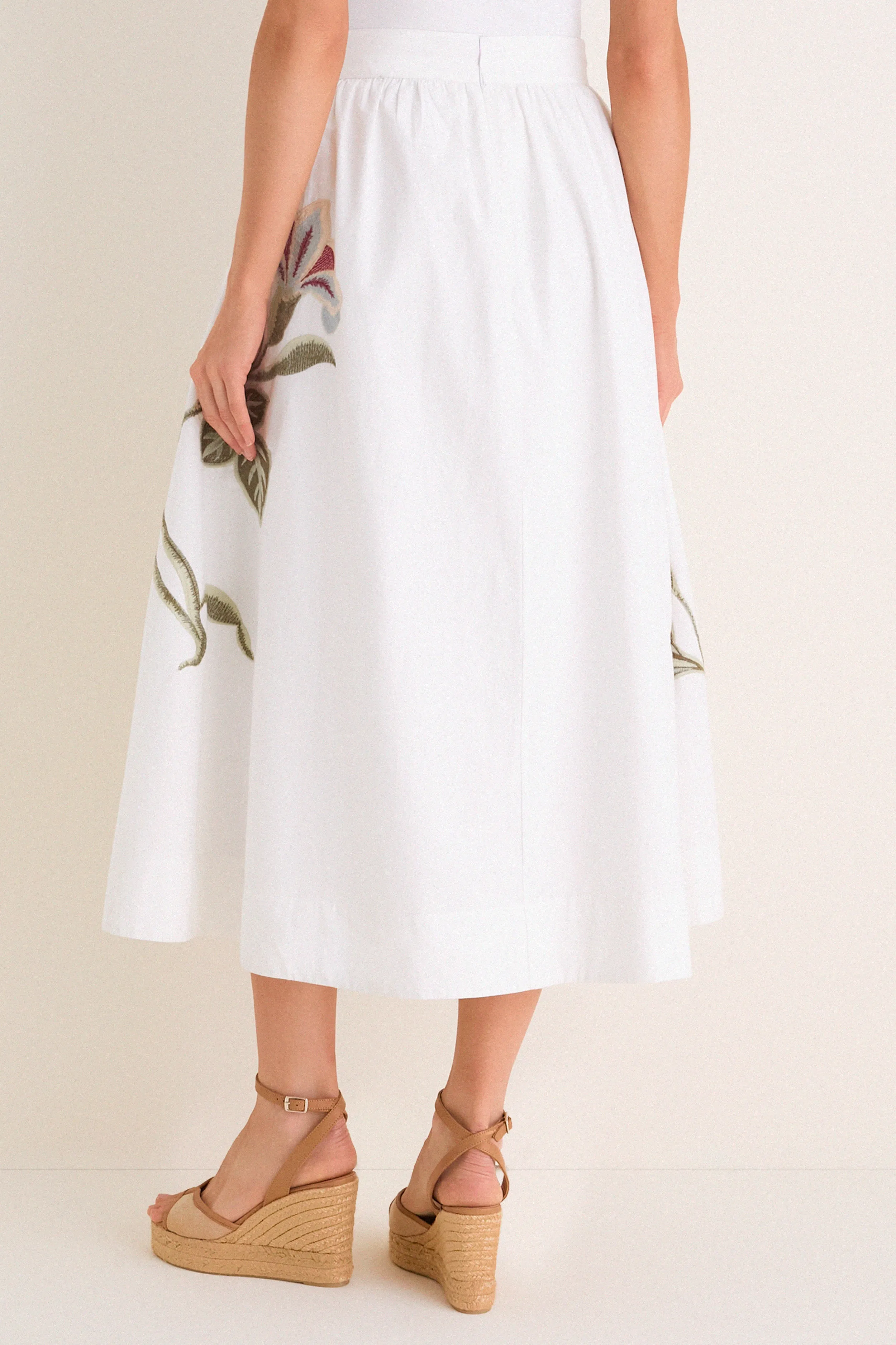 White Floral Embroidered Mirella Midi Skirt sold by Tuckernuck product image thumbnail 4