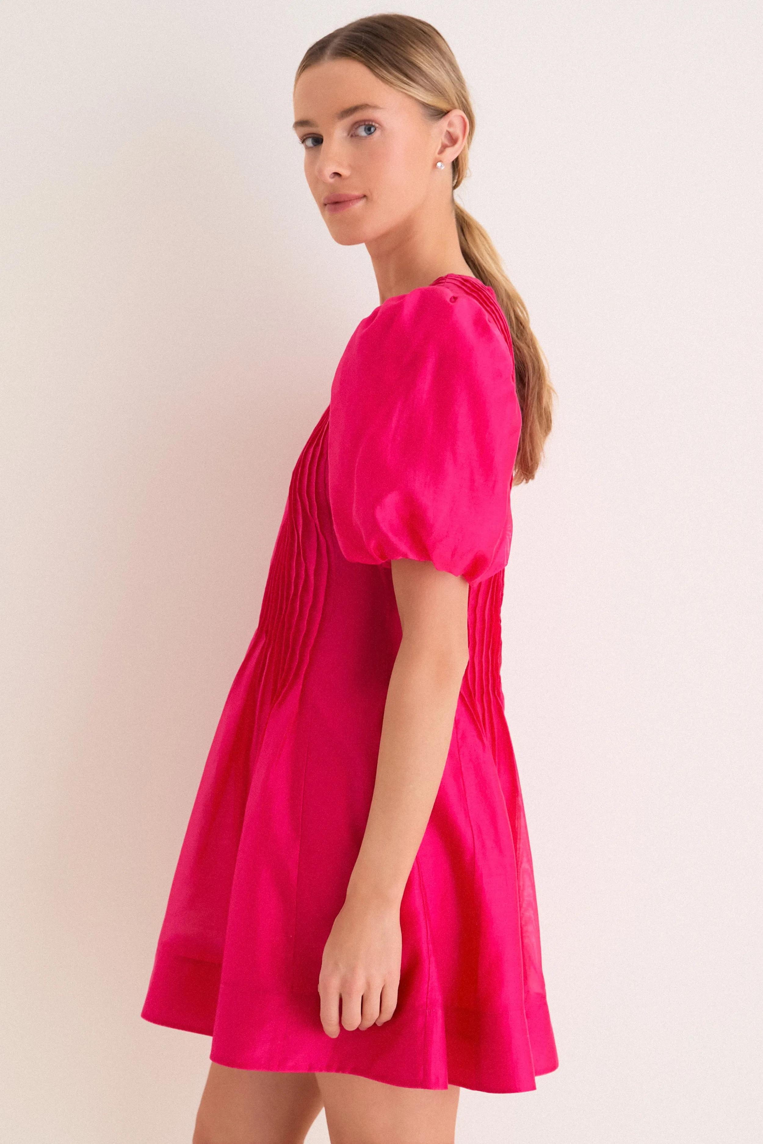 Hot Pink Taffeta Mere Mini Dress sold by Tuckernuck product image thumbnail 3