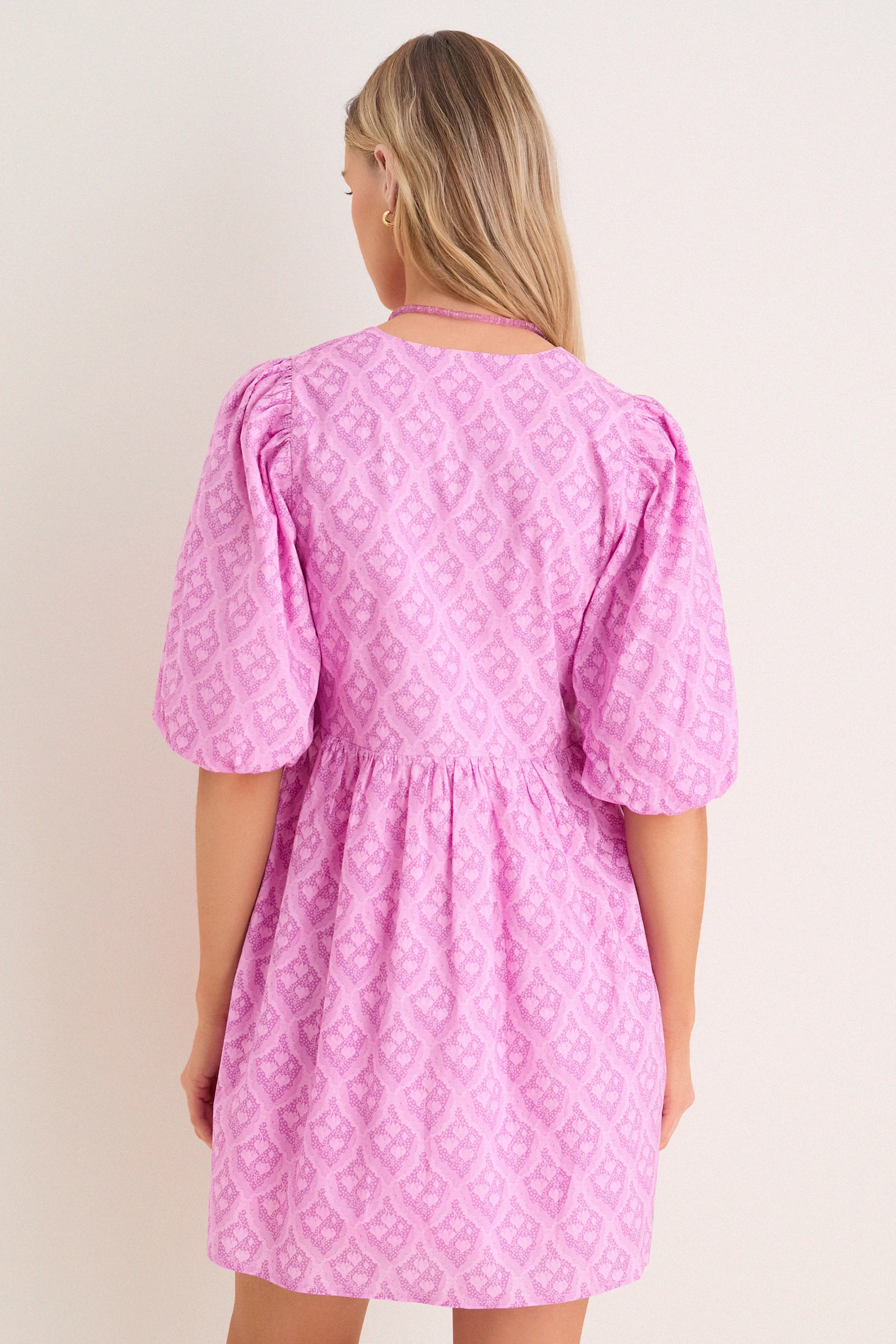 Pink Trellis Floral Patty Mini Dress sold by Tuckernuck product image thumbnail 4