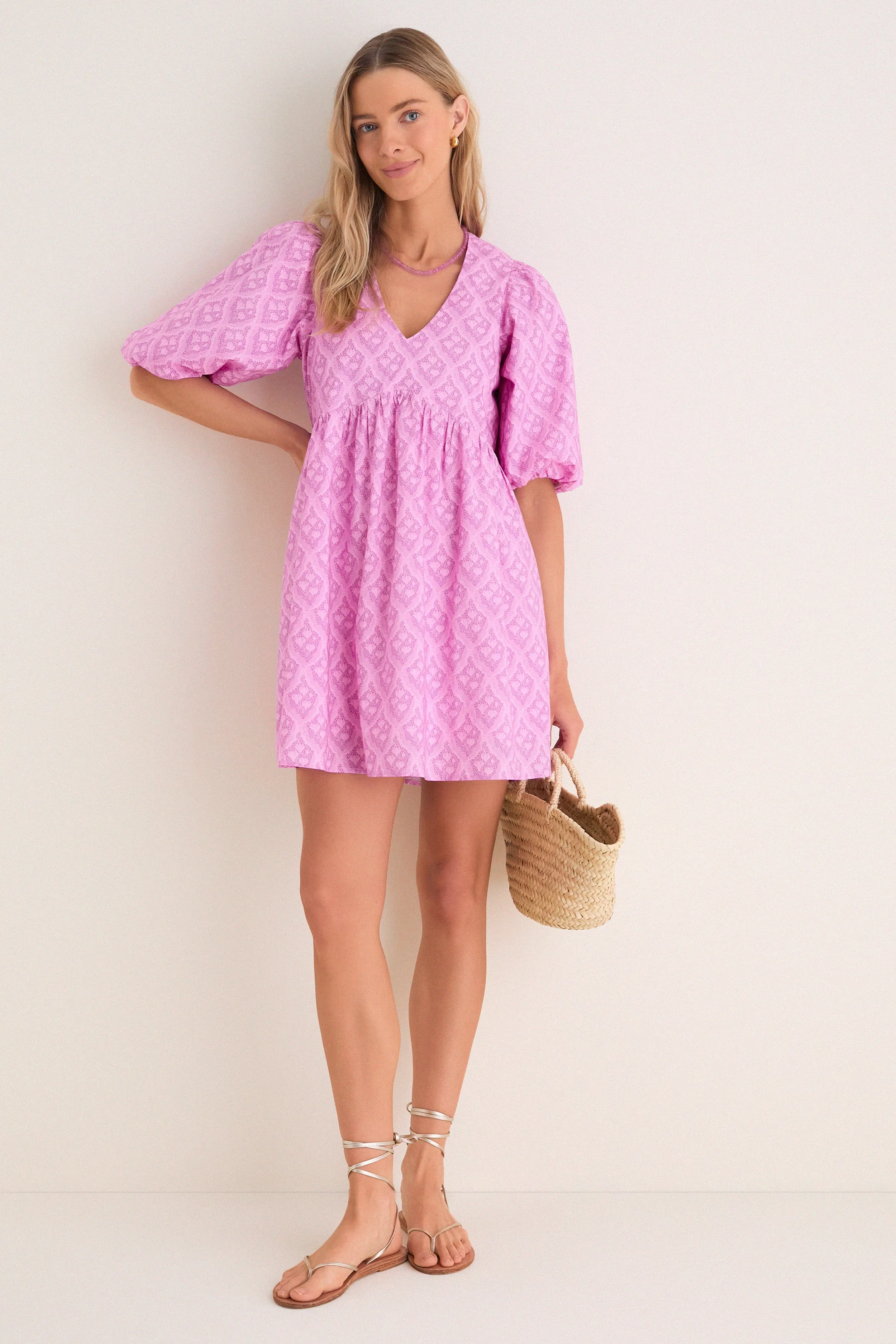 Pink Trellis Floral Patty Mini Dress sold by Tuckernuck product image thumbnail 2