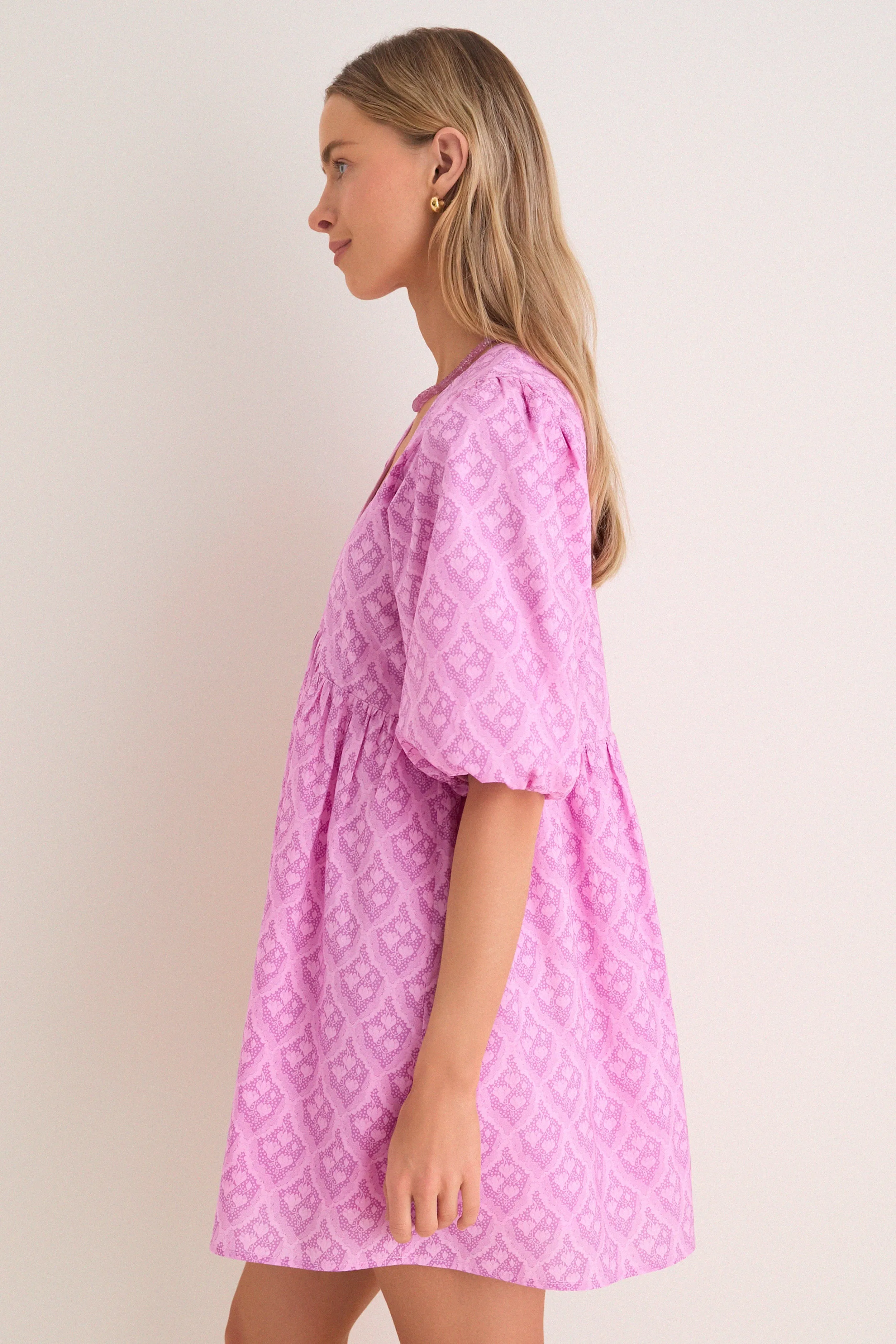 Pink Trellis Floral Patty Mini Dress sold by Tuckernuck product image thumbnail 3