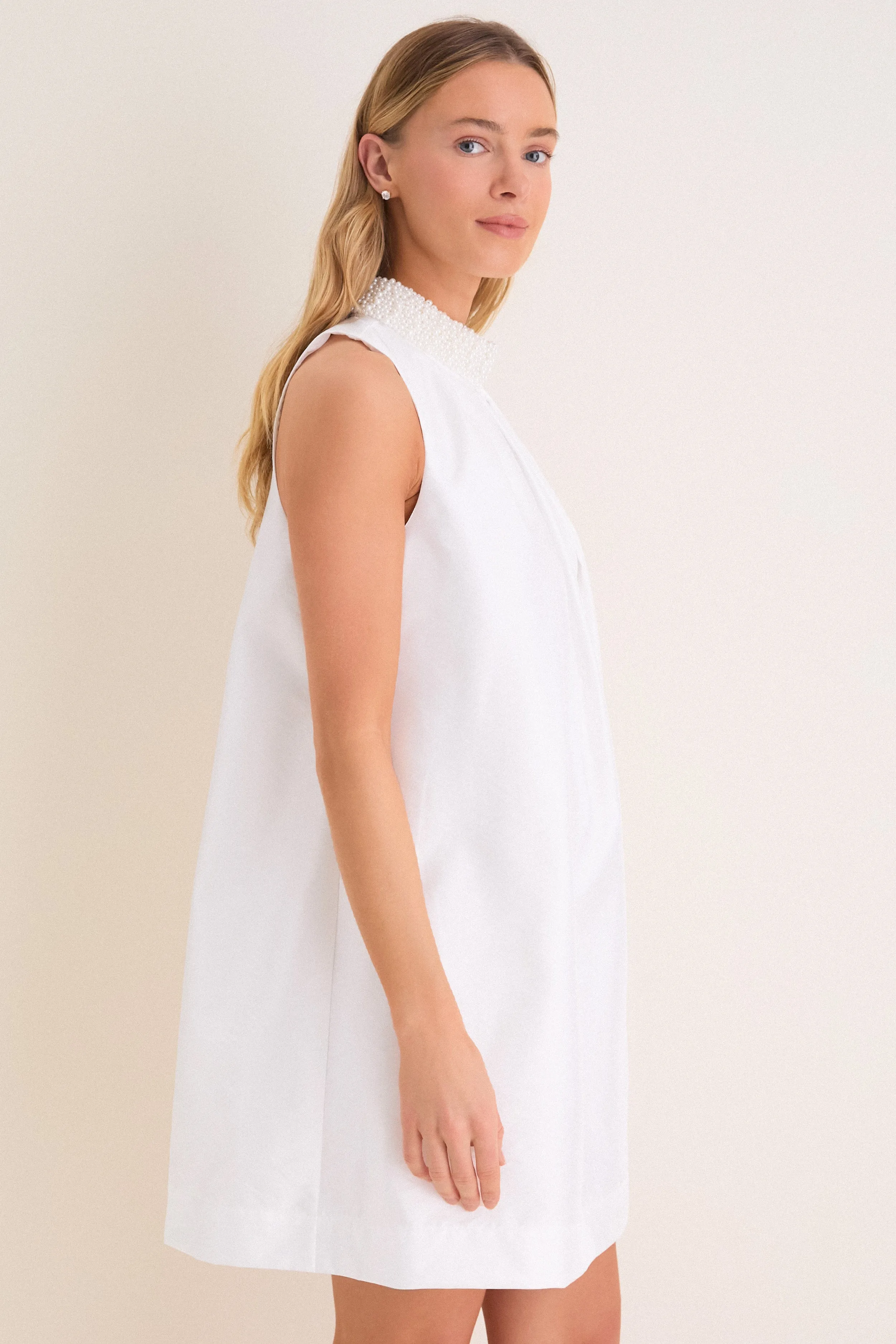 White Taffeta Pearl Collar Chase Mini Dress sold by Tuckernuck product image thumbnail 4