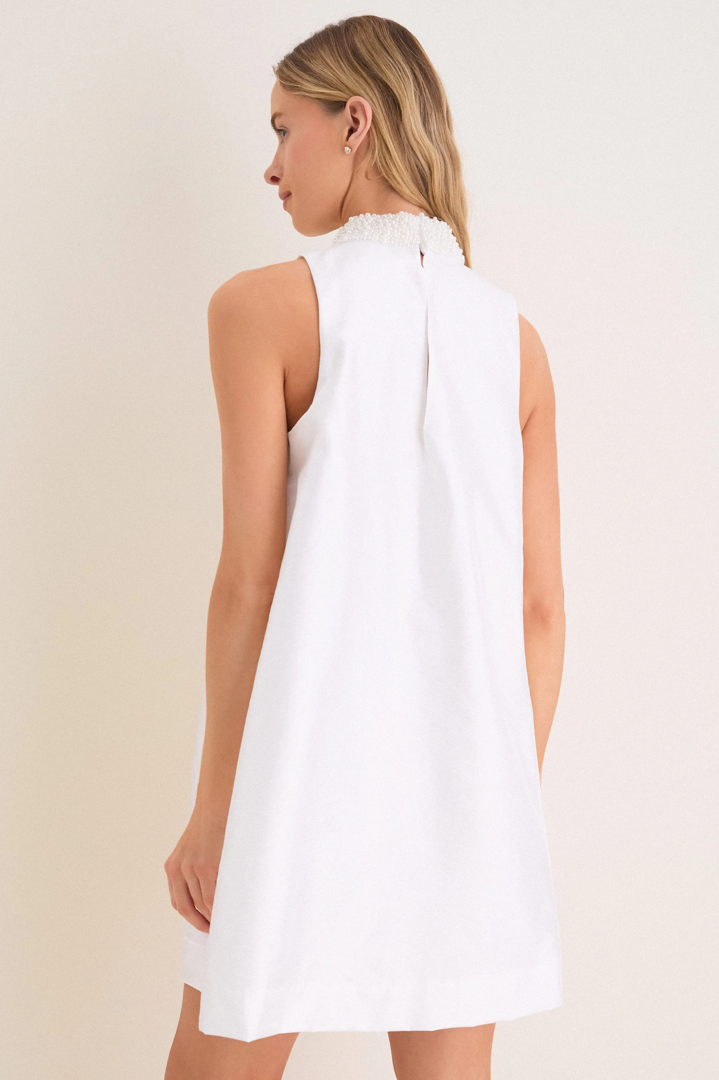 White Taffeta Pearl Collar Chase Mini Dress sold by Tuckernuck product image thumbnail 5