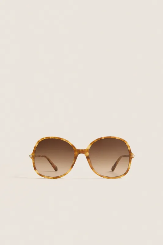 Shiny Havana Blonde Small Spot Tubolar Sunglasses made by Chloe