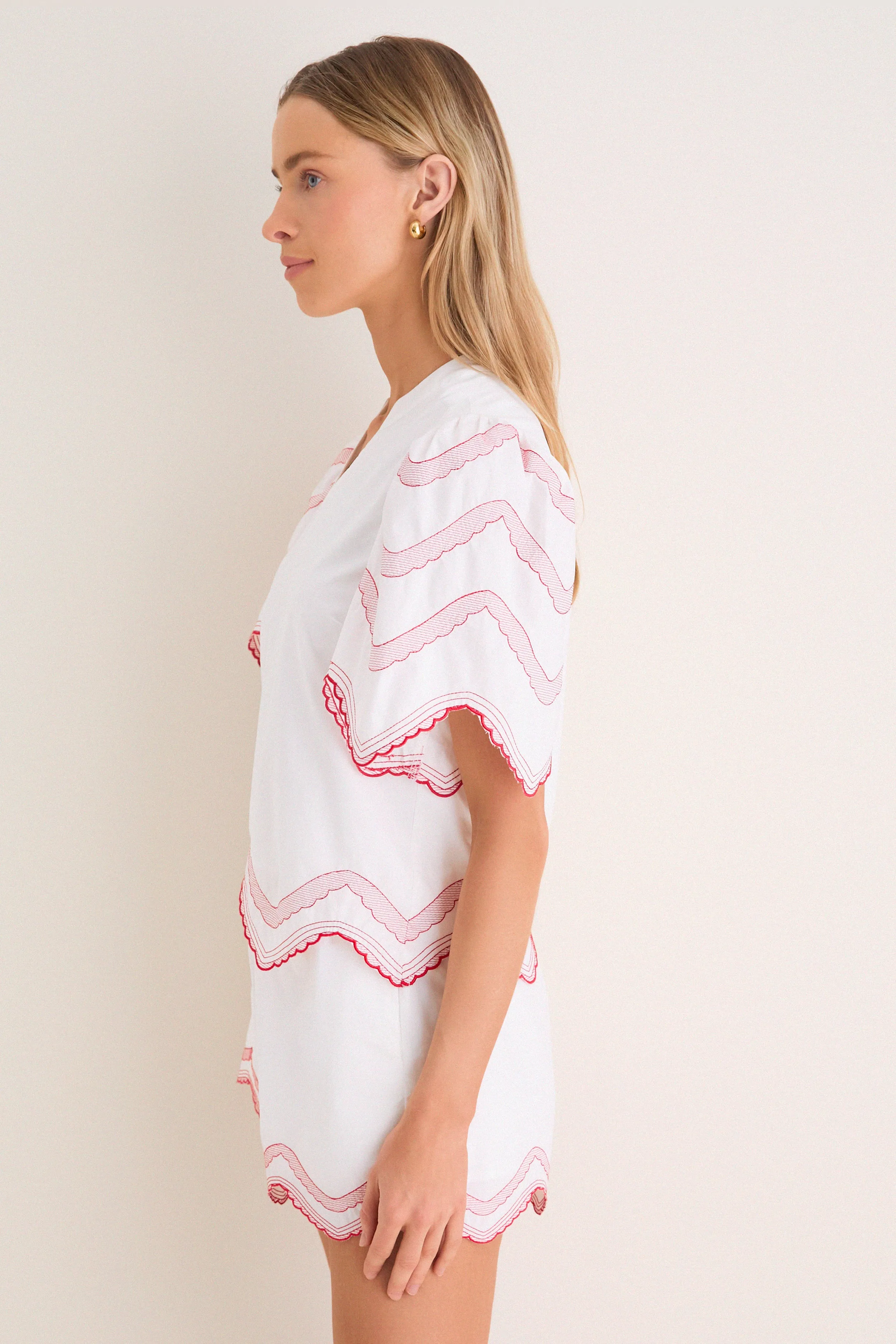 White with Red Embroidery Weston Top sold by Tuckernuck product image thumbnail 3