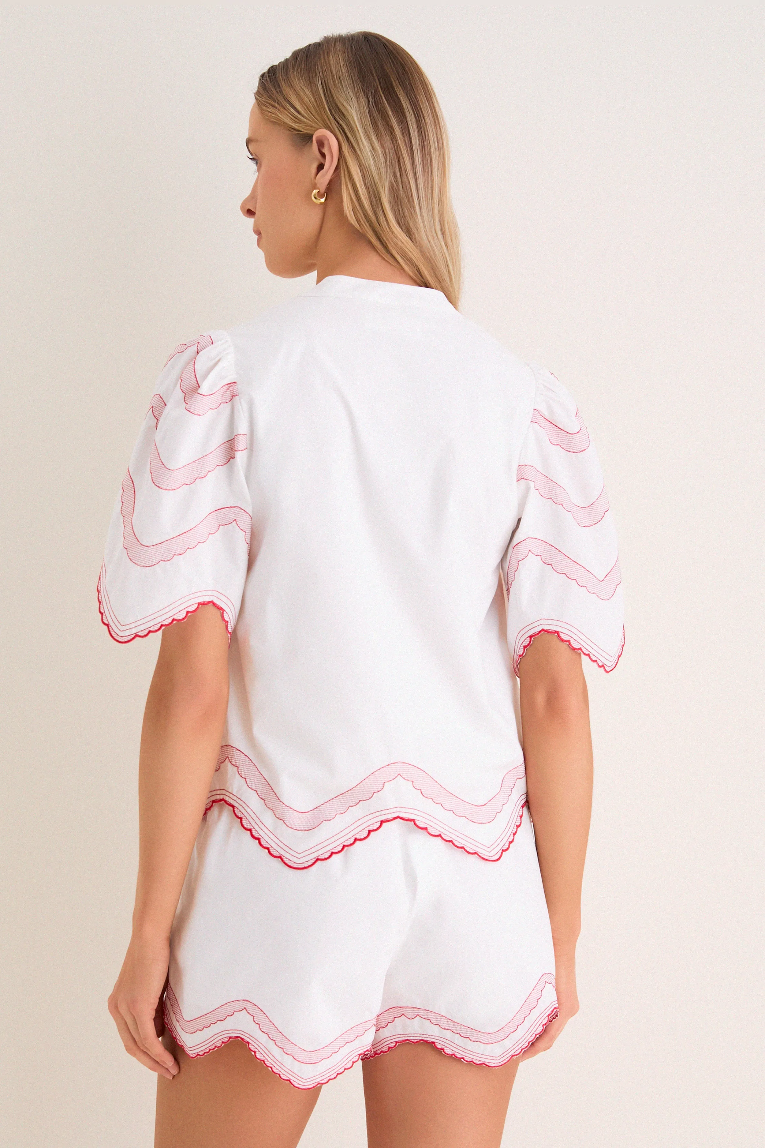 White with Red Embroidery Weston Top sold by Tuckernuck product image thumbnail 4
