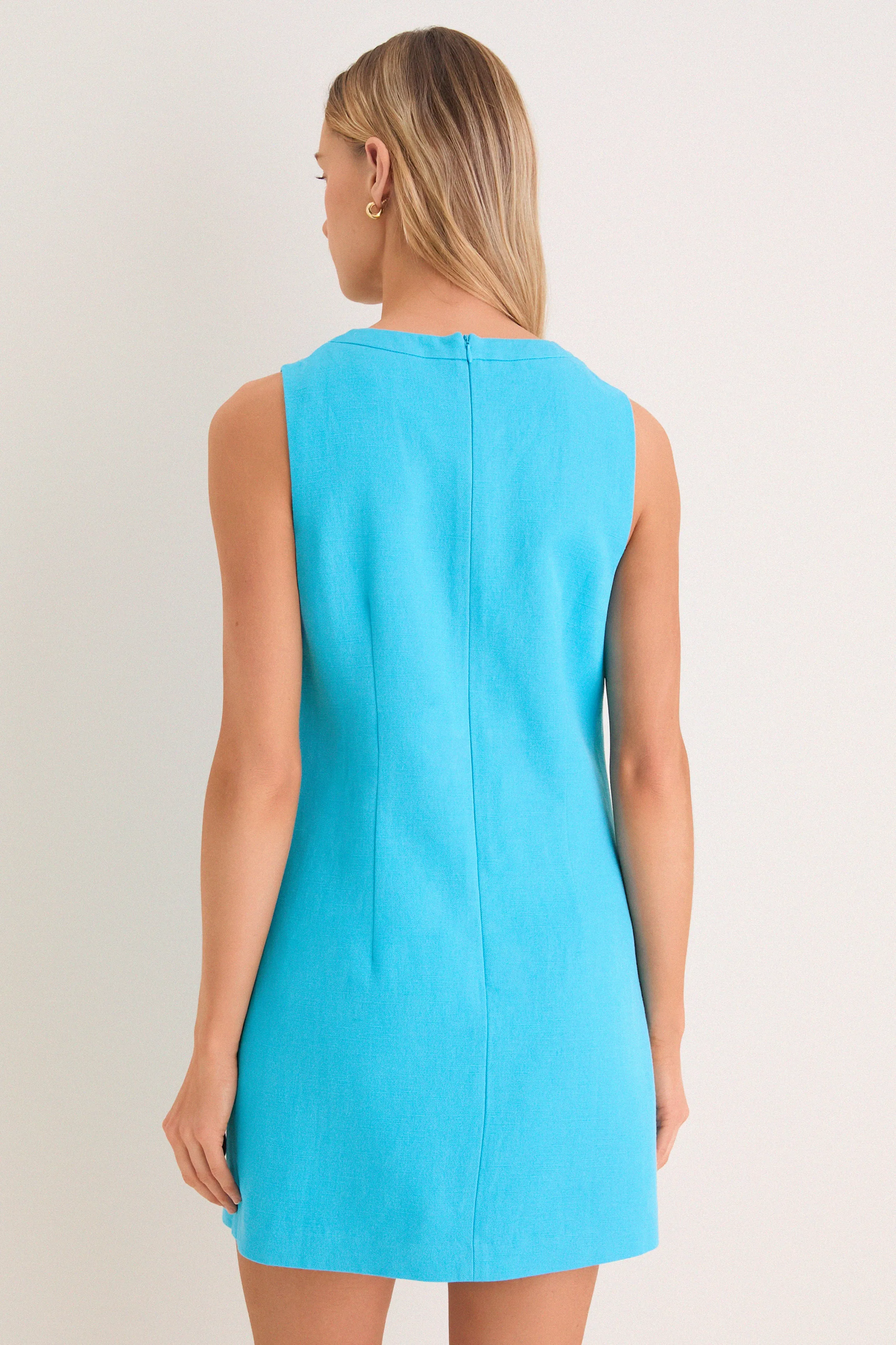 Aqua Linen Beaded Dottie Mini Dress sold by Tuckernuck product image thumbnail 5