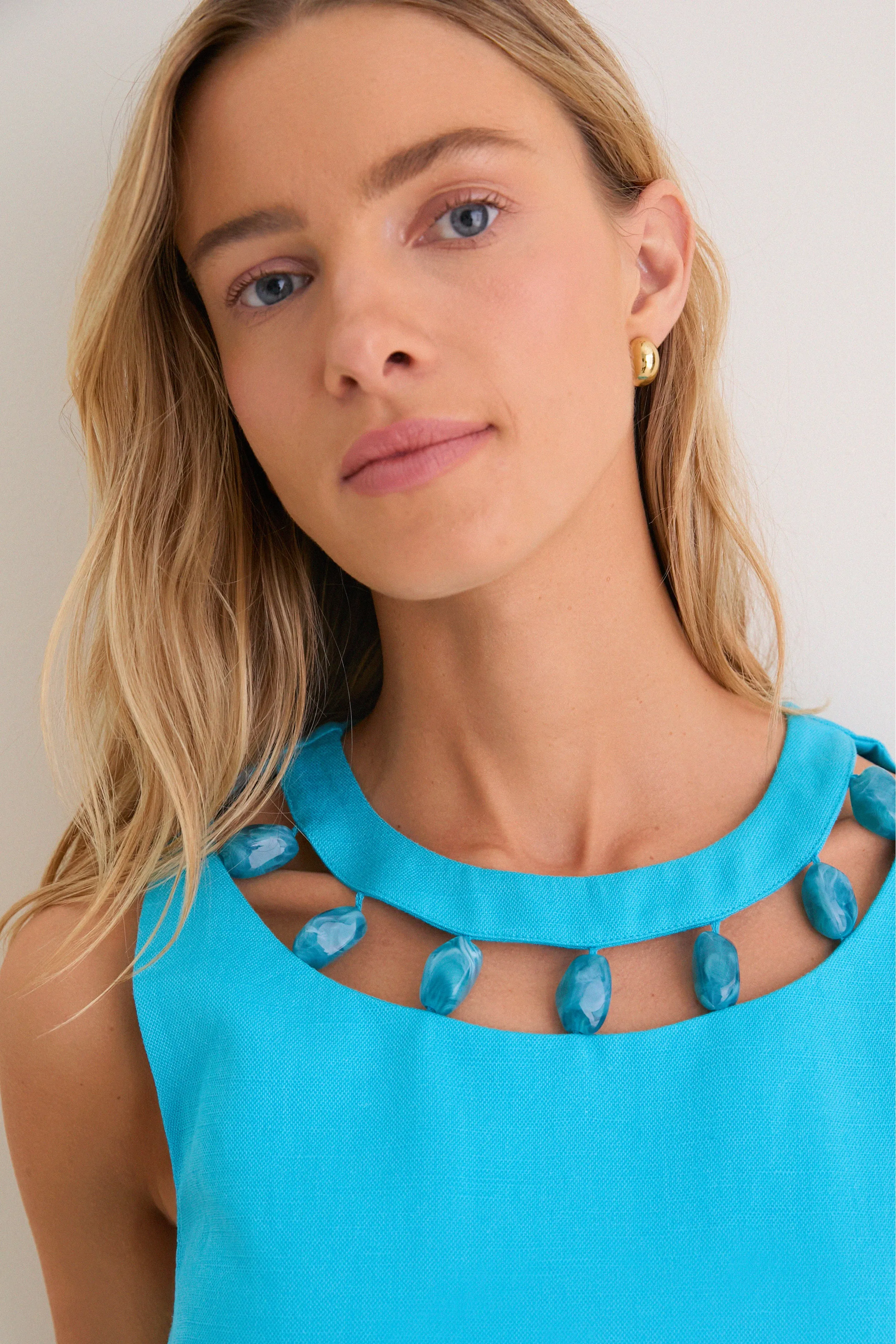 Aqua Linen Beaded Dottie Mini Dress sold by Tuckernuck product image thumbnail 2