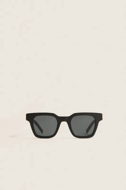 Shiny Solid Black Monogram Hinge M Sunglasses sold by Tuckernuck