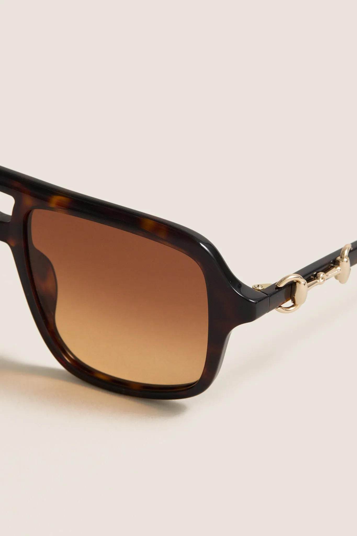 Shiny Dark Havana Horsebit Sunglasses sold by Tuckernuck product image thumbnail 5