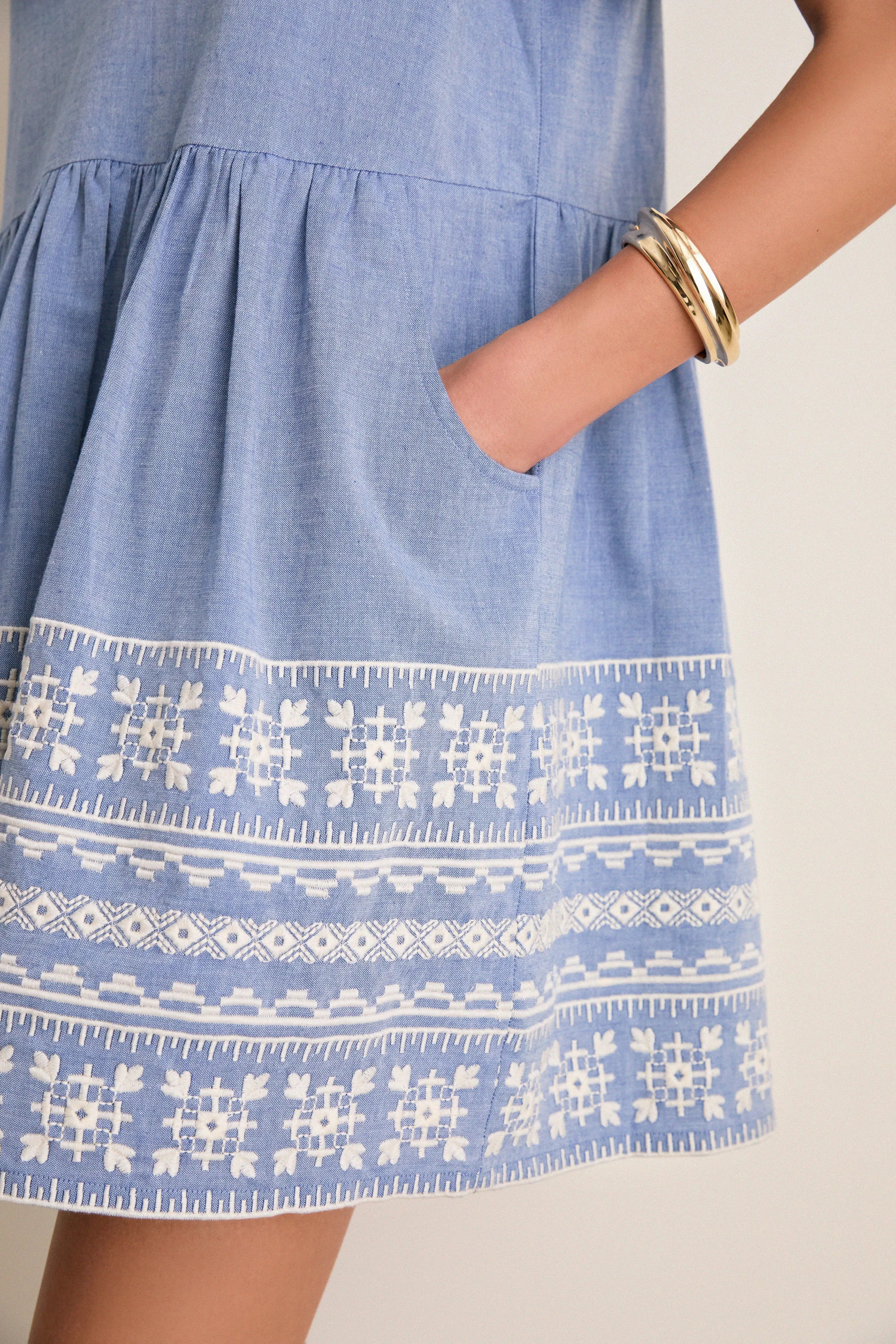 Chambray Embroidered Naples Mini Dress sold by Tuckernuck product image thumbnail 2