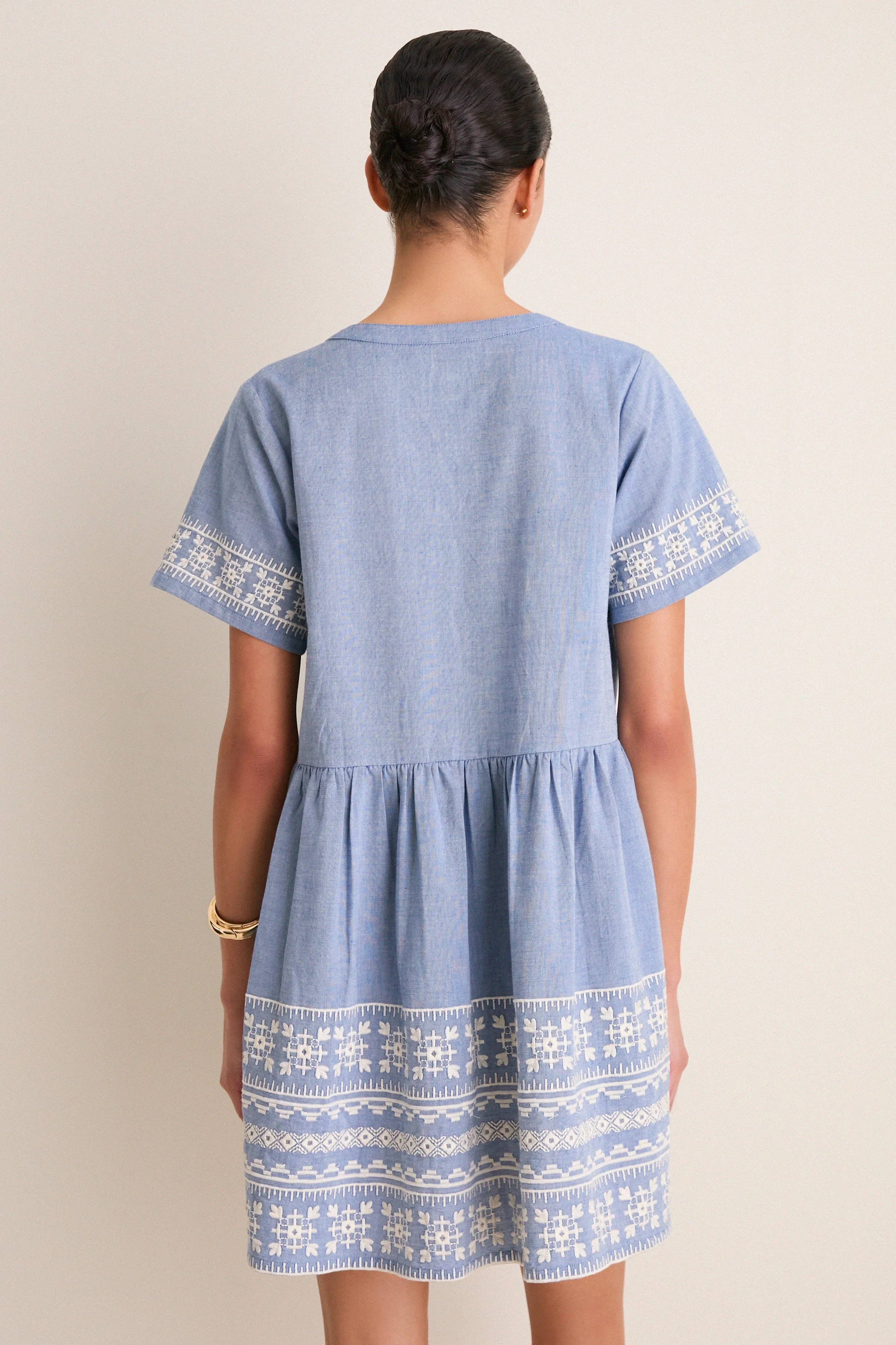 Chambray Embroidered Naples Mini Dress sold by Tuckernuck product image thumbnail 5