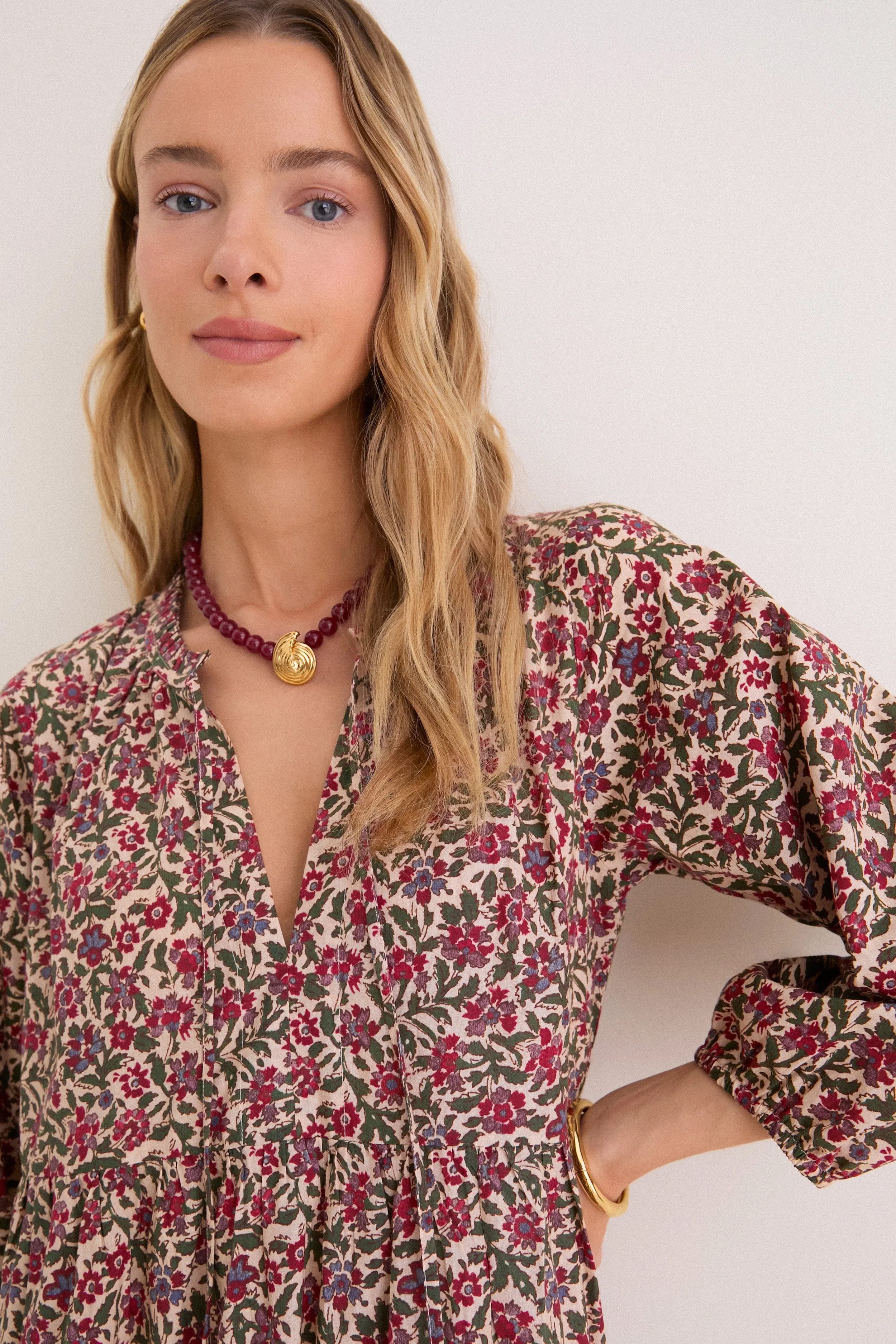 Framboise Floral Long Sleeve Salty Paloma Caftan sold by Tuckernuck product image thumbnail 2