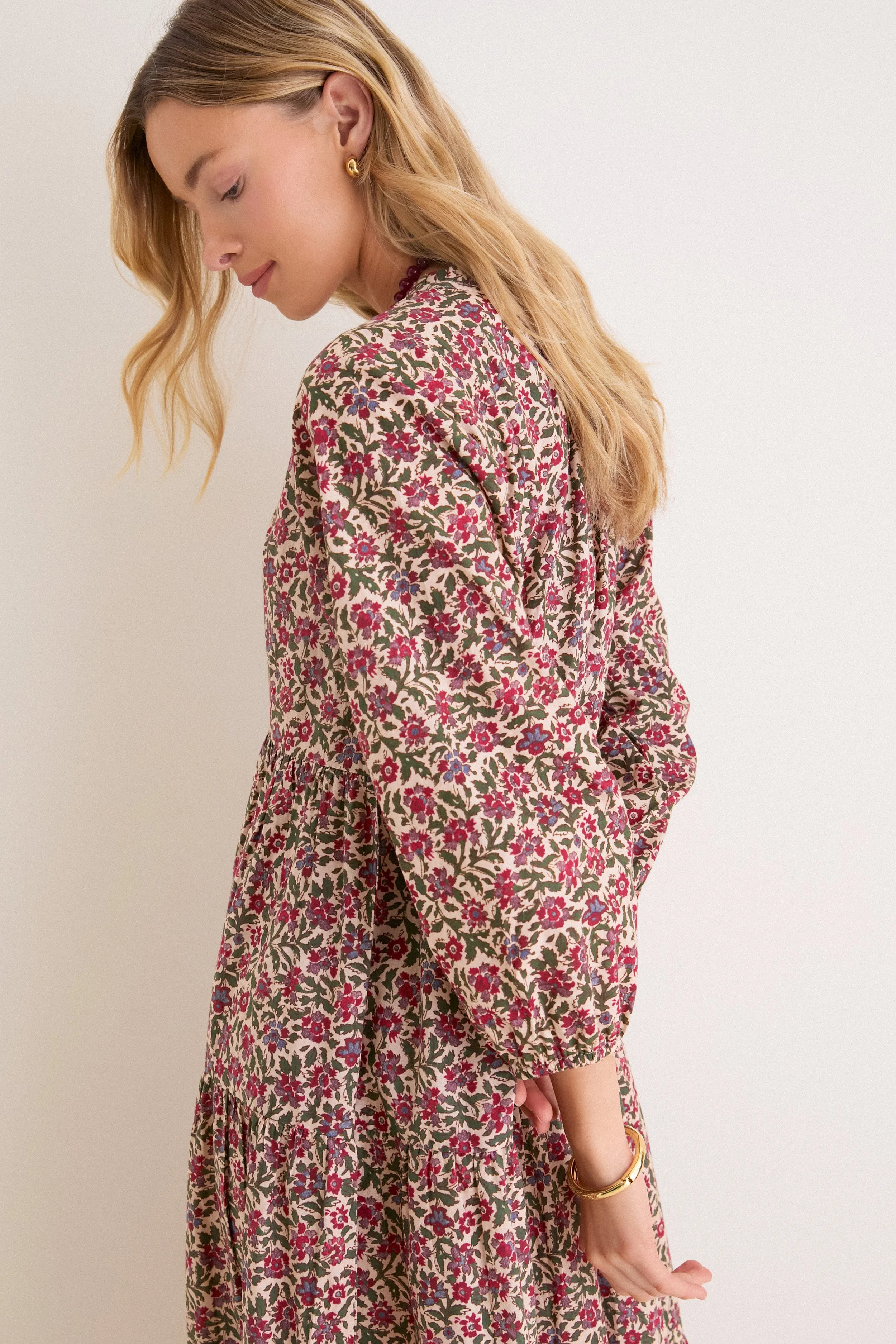 Framboise Floral Long Sleeve Salty Paloma Caftan sold by Tuckernuck product image thumbnail 4