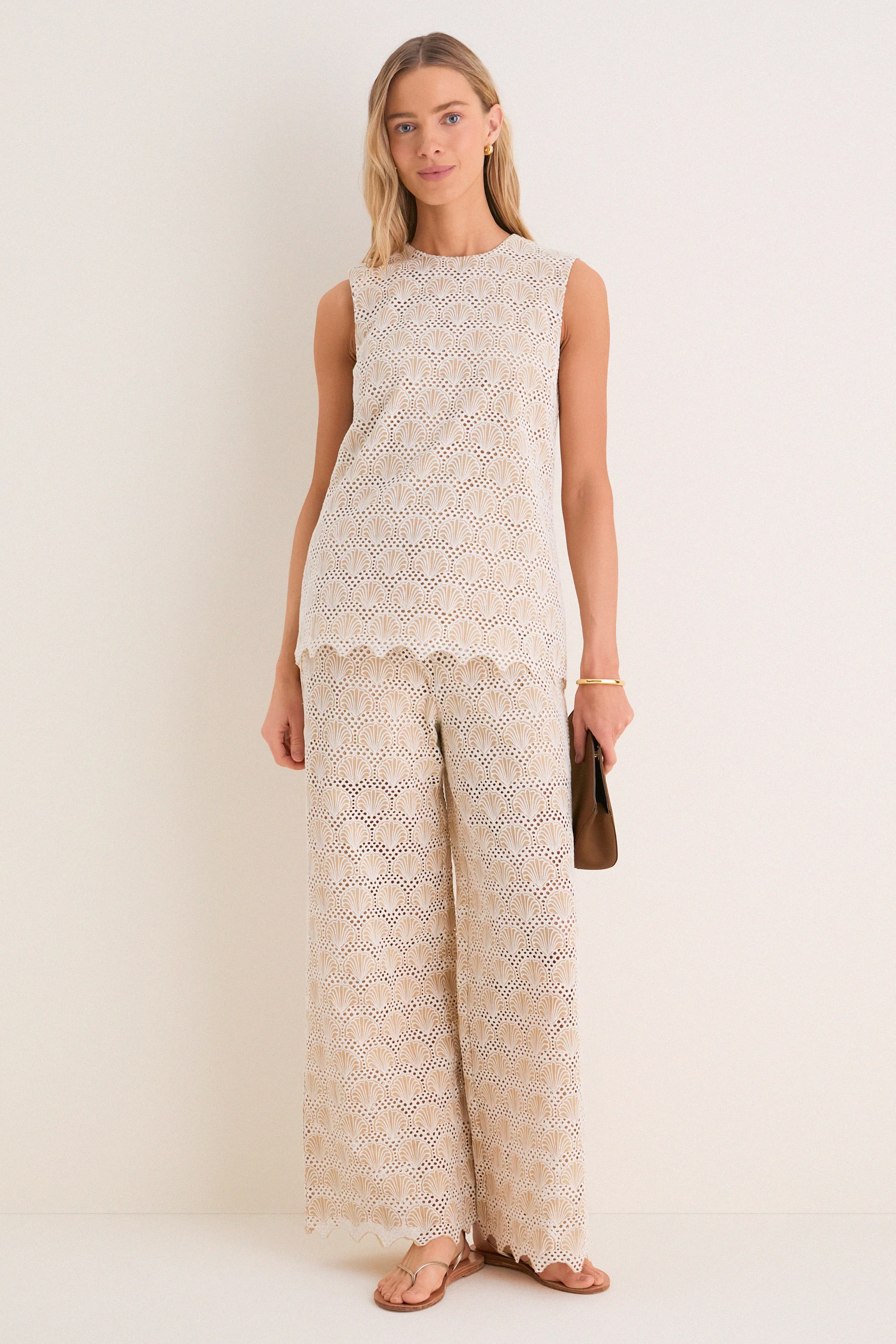 Tan Seashell Eyelet Sandy Tank sold by Tuckernuck product image thumbnail 2