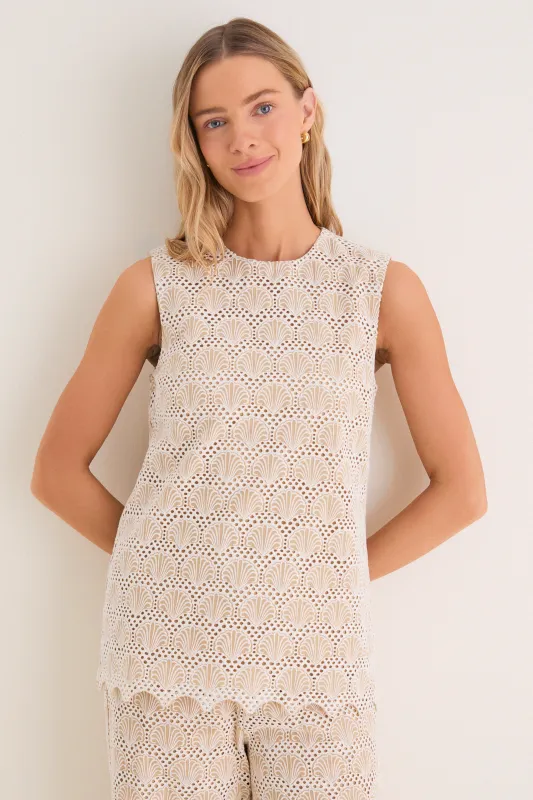 Tan Seashell Eyelet Sandy Tank sold by Tuckernuck