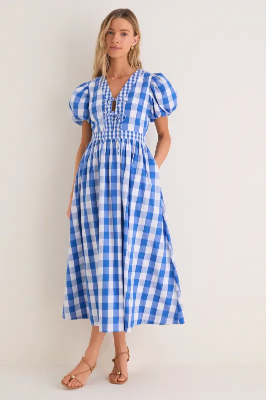Blue Gingham Prim Maxi Dress made by Hyacinth House