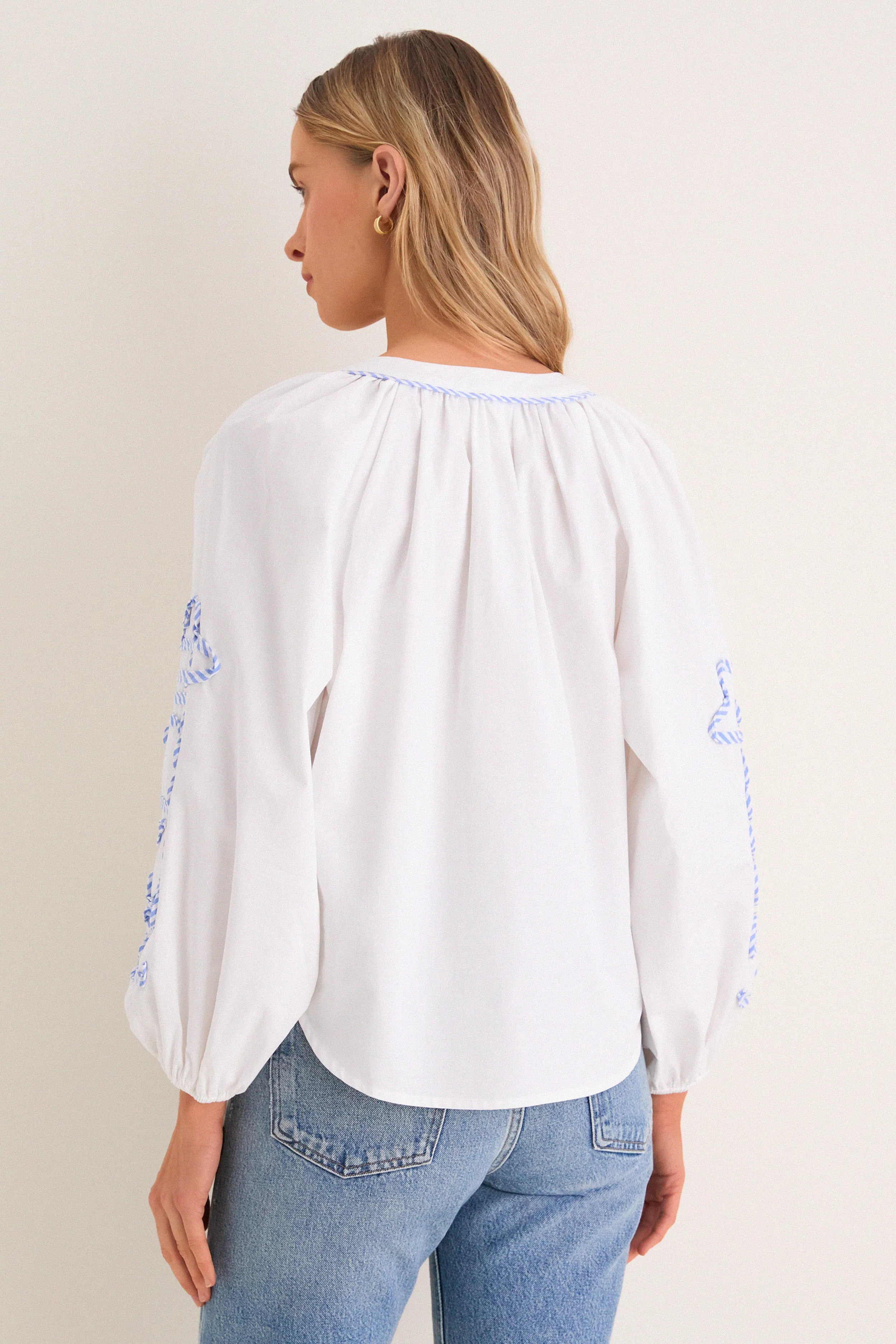 White & Blue Stripe Stella Blouse sold by Tuckernuck product image thumbnail 5
