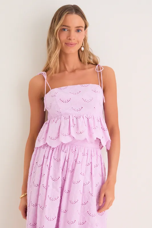 Lilac Eyelet Calla Top made by Hyacinth House