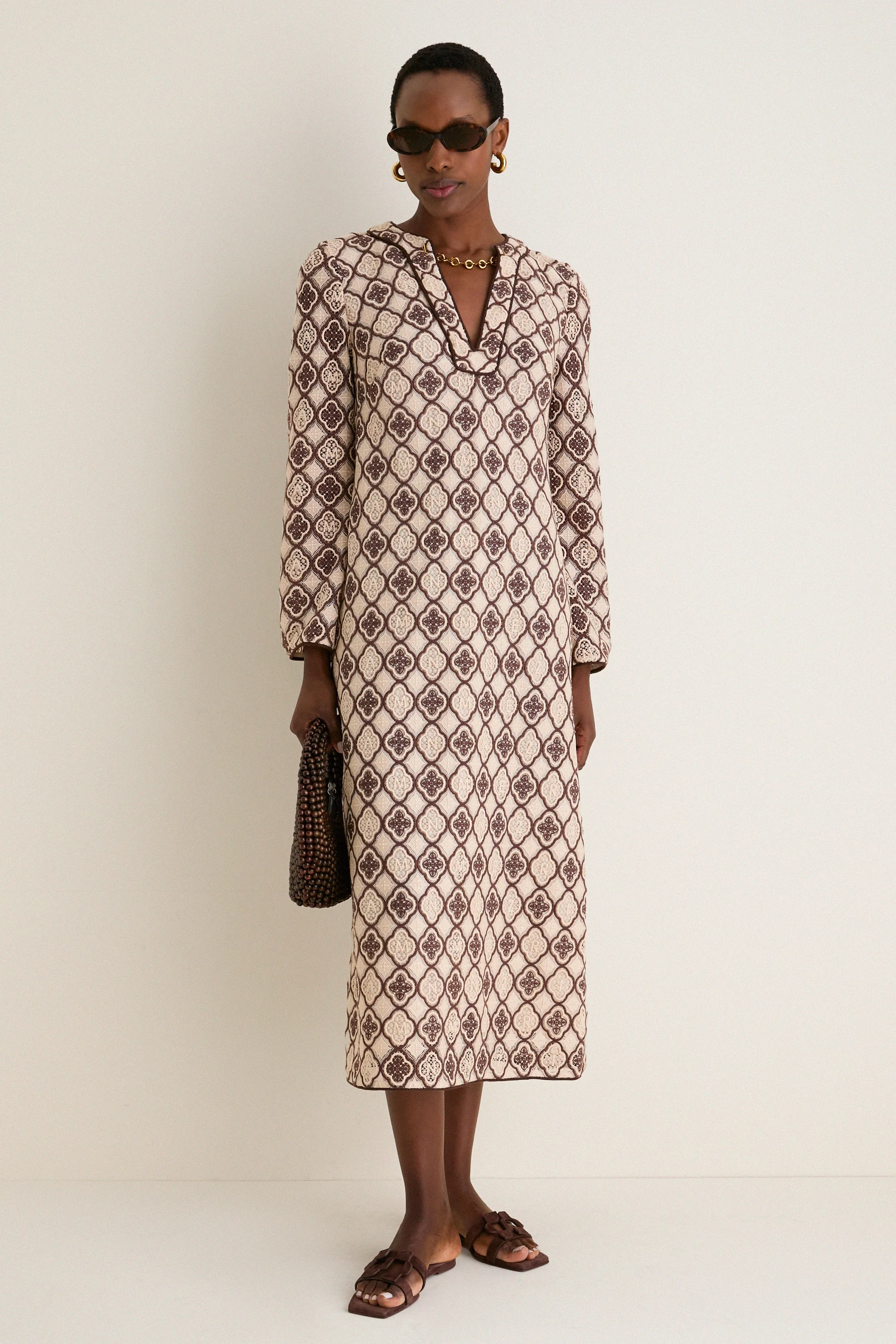 Chocolate Cream Luna Guipure Midi Dress sold by Tuckernuck product image thumbnail 3