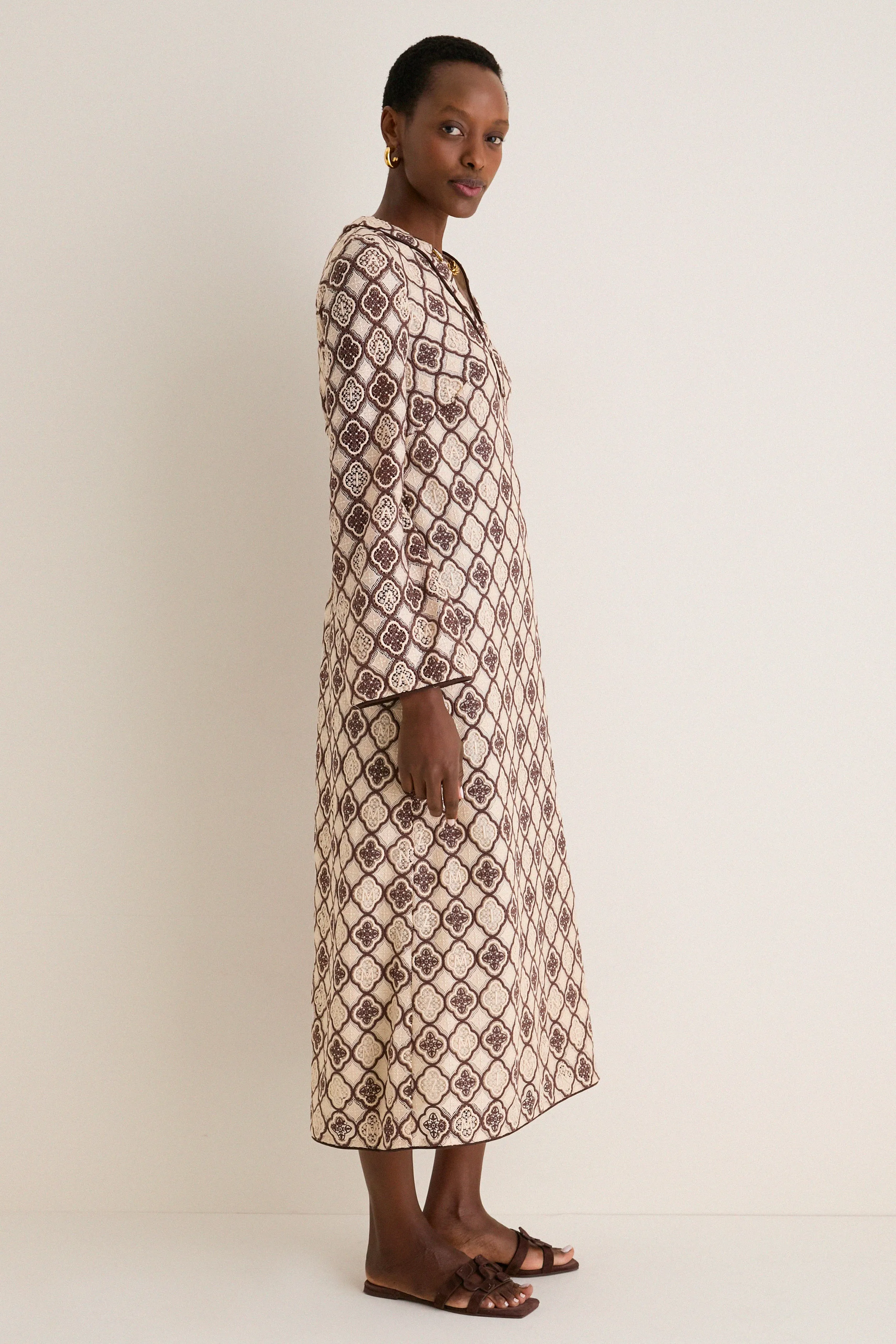 Chocolate Cream Luna Guipure Midi Dress sold by Tuckernuck product image thumbnail 4