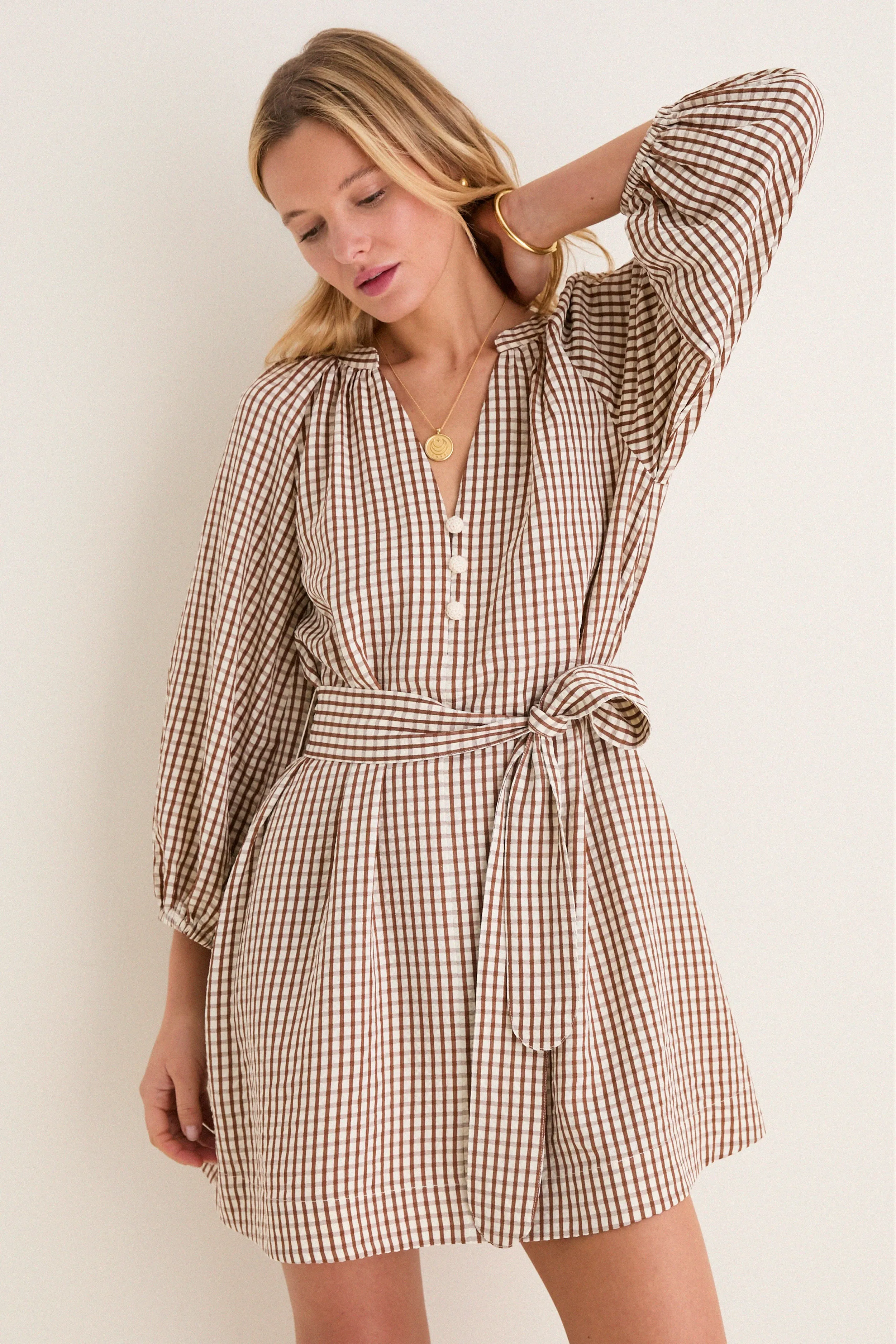 Brown Gingham Harlow Dress sold by Tuckernuck